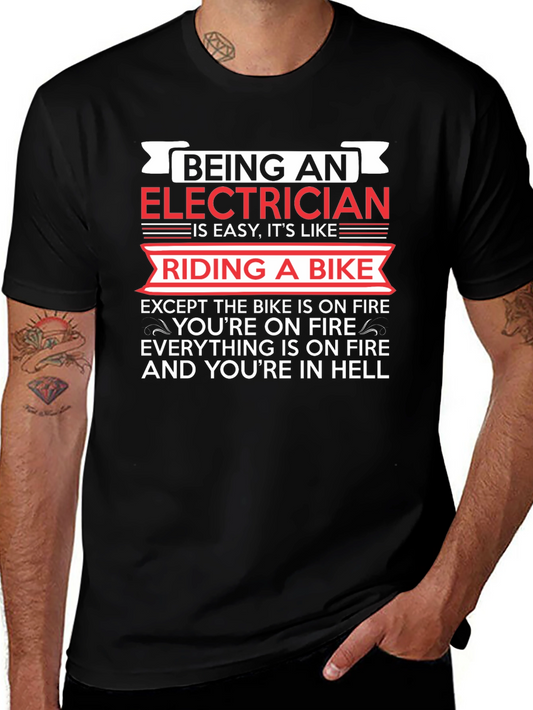 Electrician Riding Bike T-Shirt