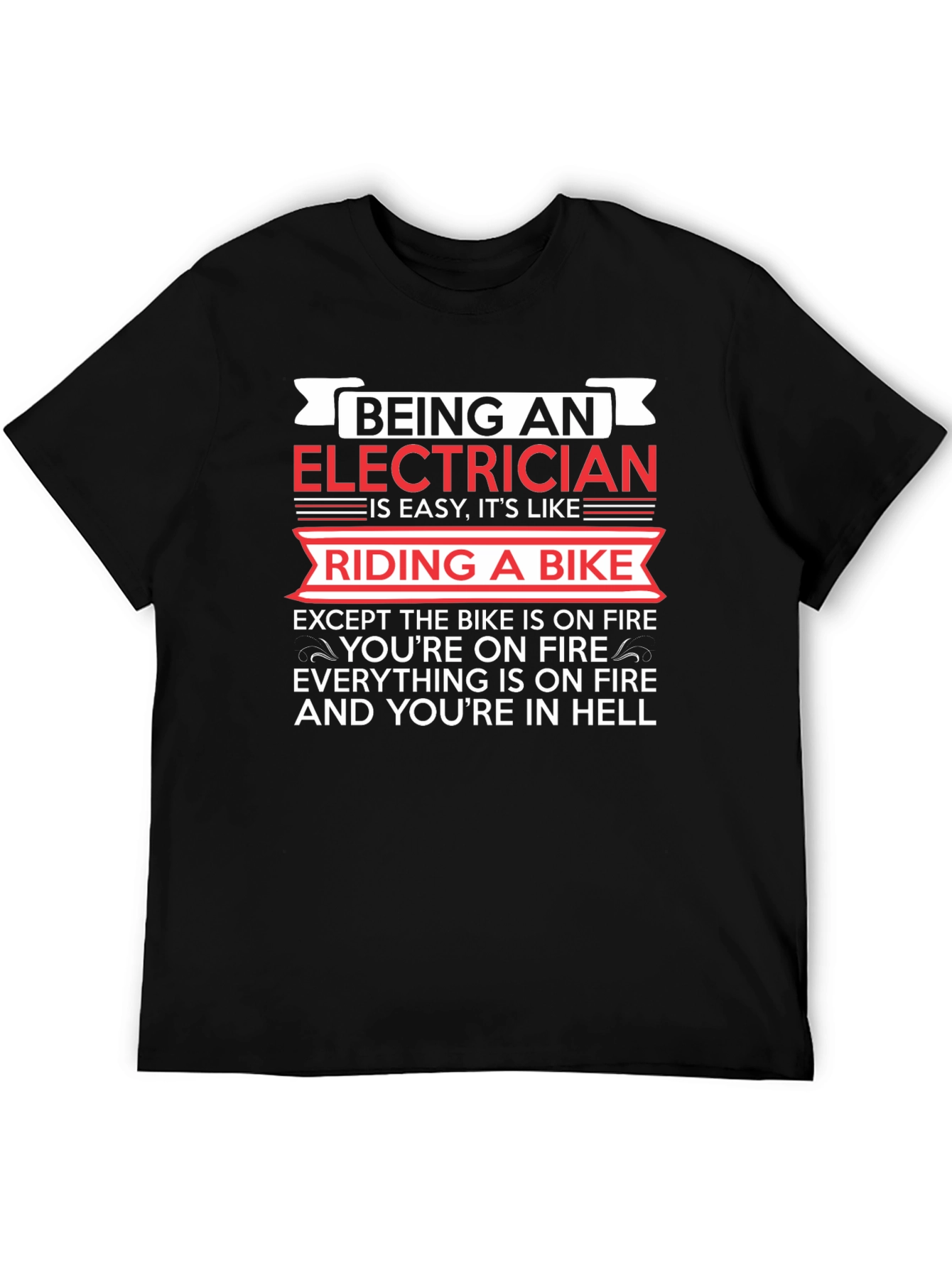Electrician Riding Bike T-Shirt