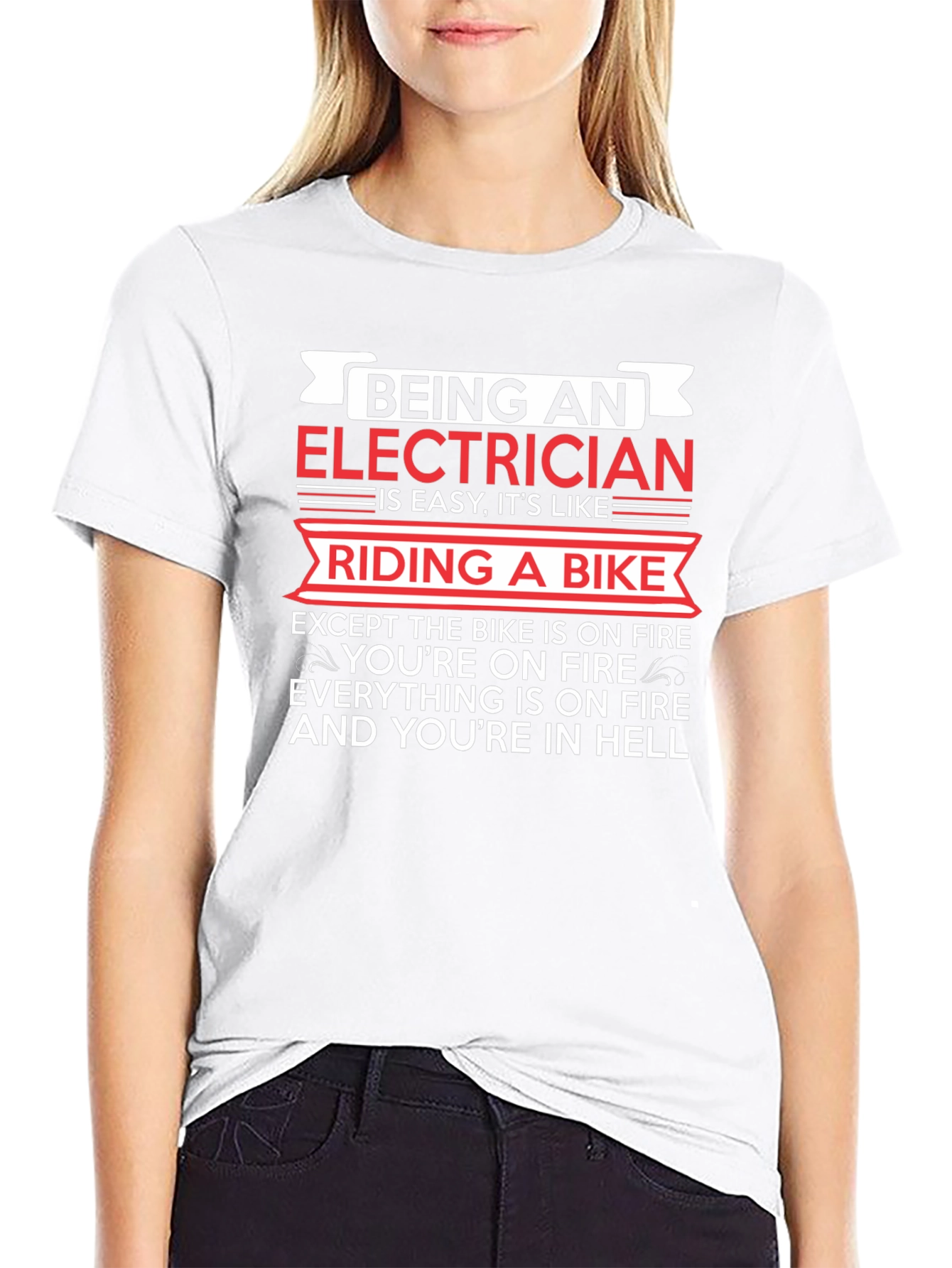 Electrician Riding Bike T-Shirt