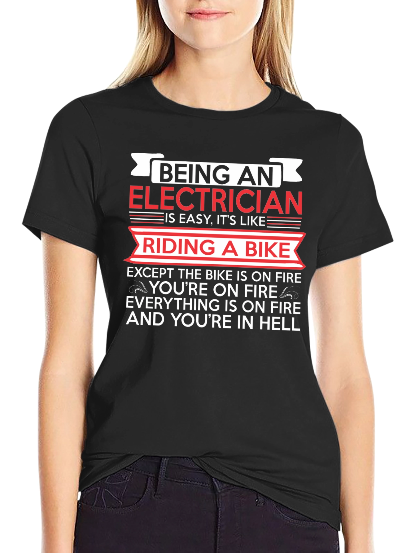 Electrician Riding Bike T-Shirt