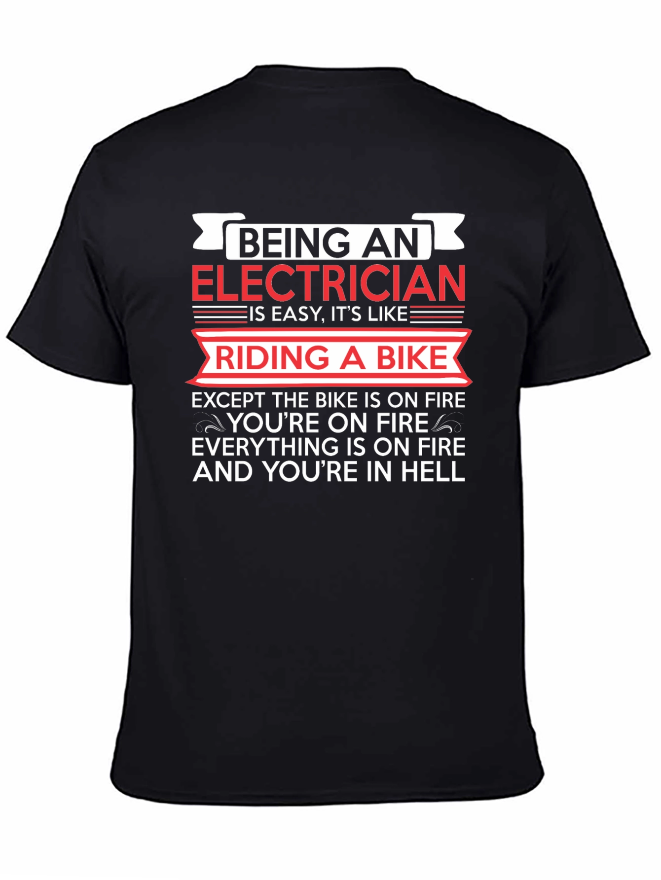 Electrician Riding Bike T-Shirt