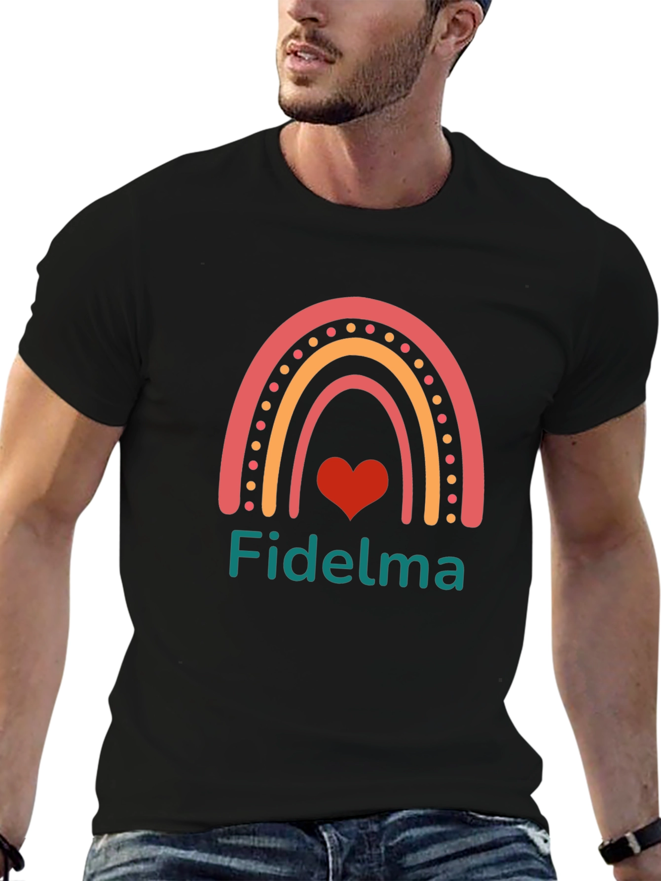 Fidelma Rainbow Heart Personalized T-Shirt