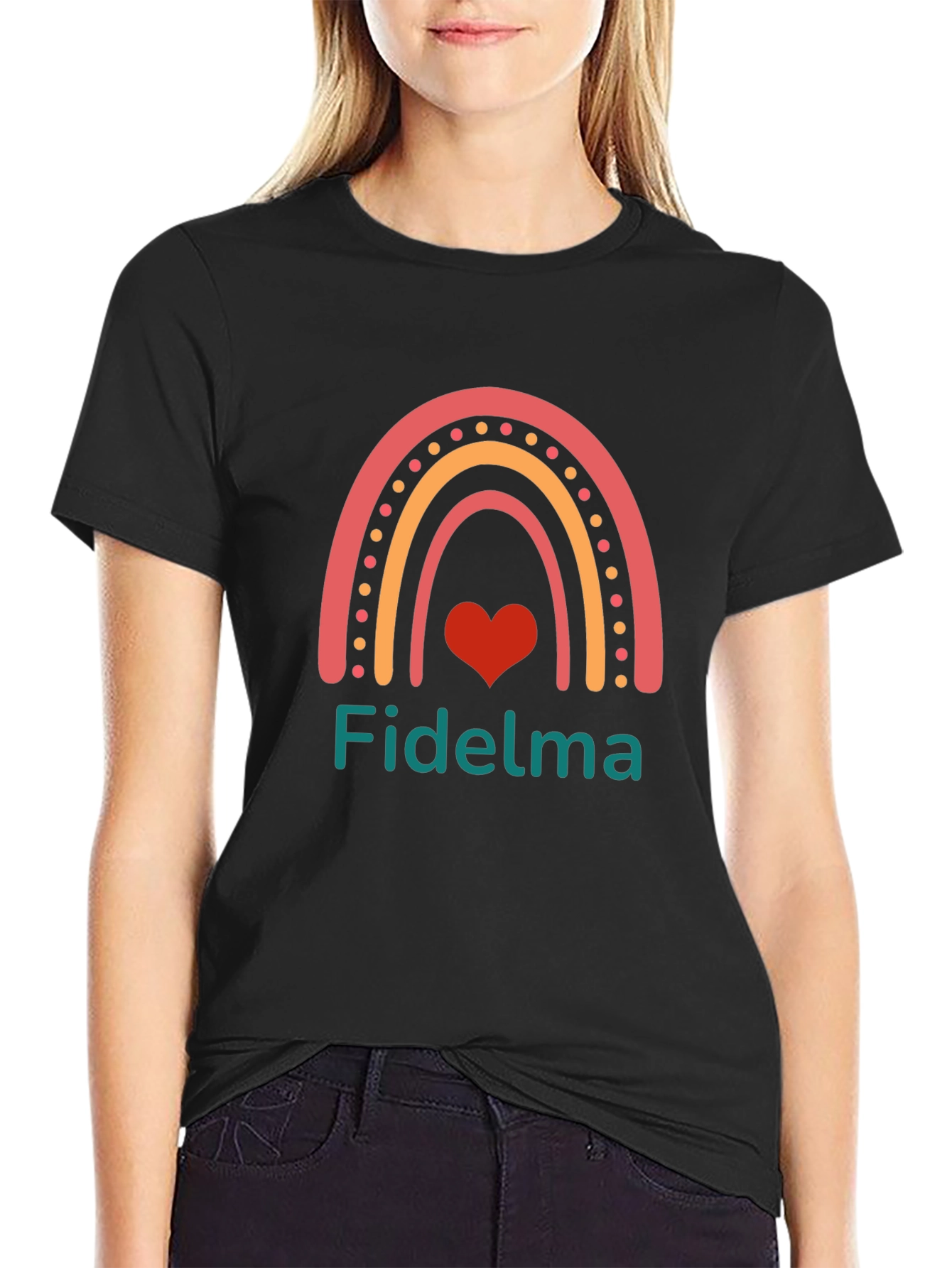 Fidelma Rainbow Heart Personalized T-Shirt