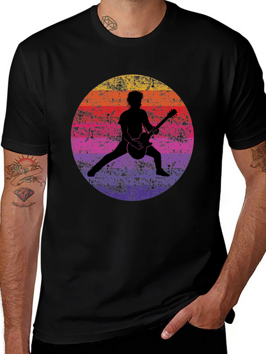 Retro Guitar Player Graphic Tee - Vintage Style Comfort