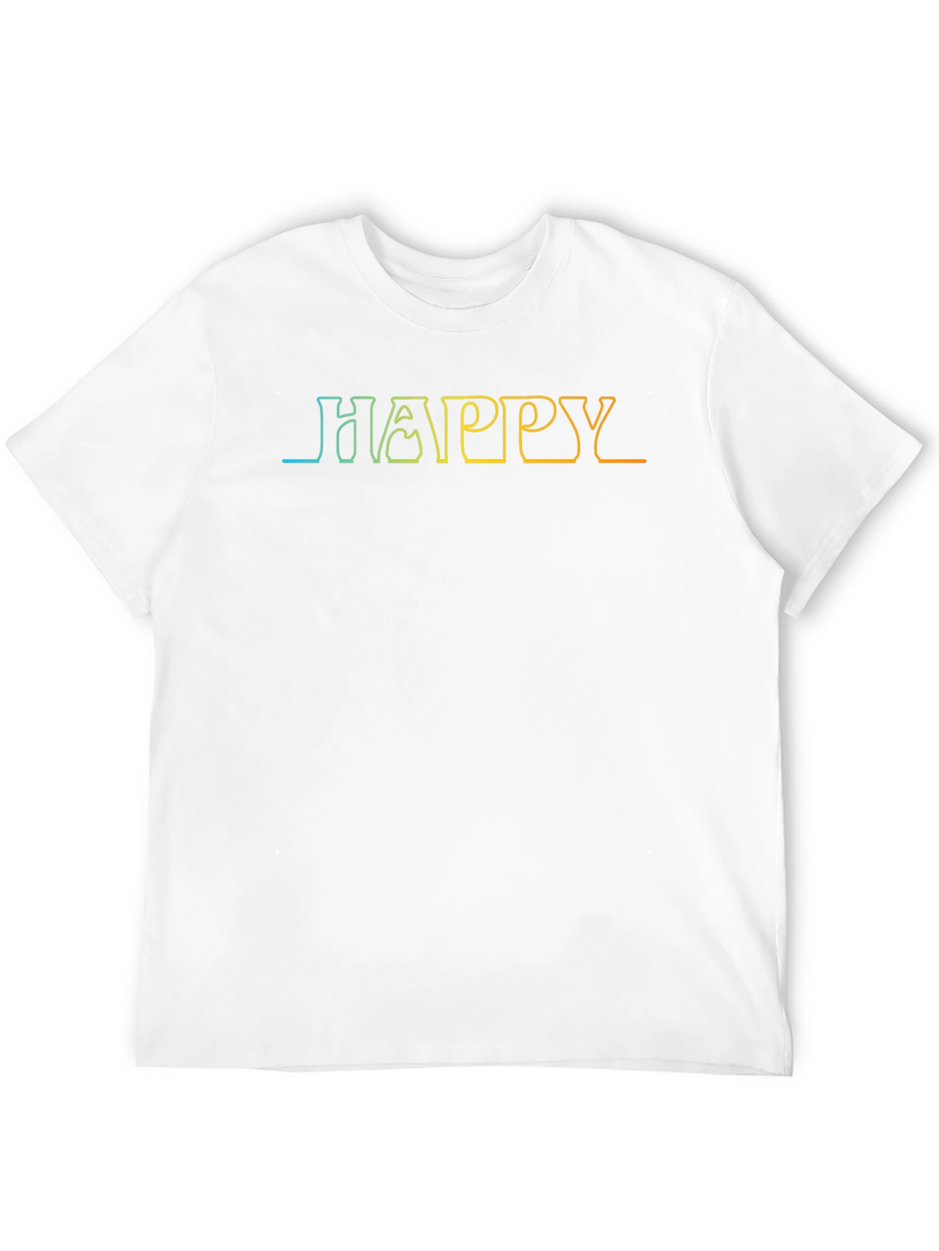 Happy Gradient Outline Black T-Shirt