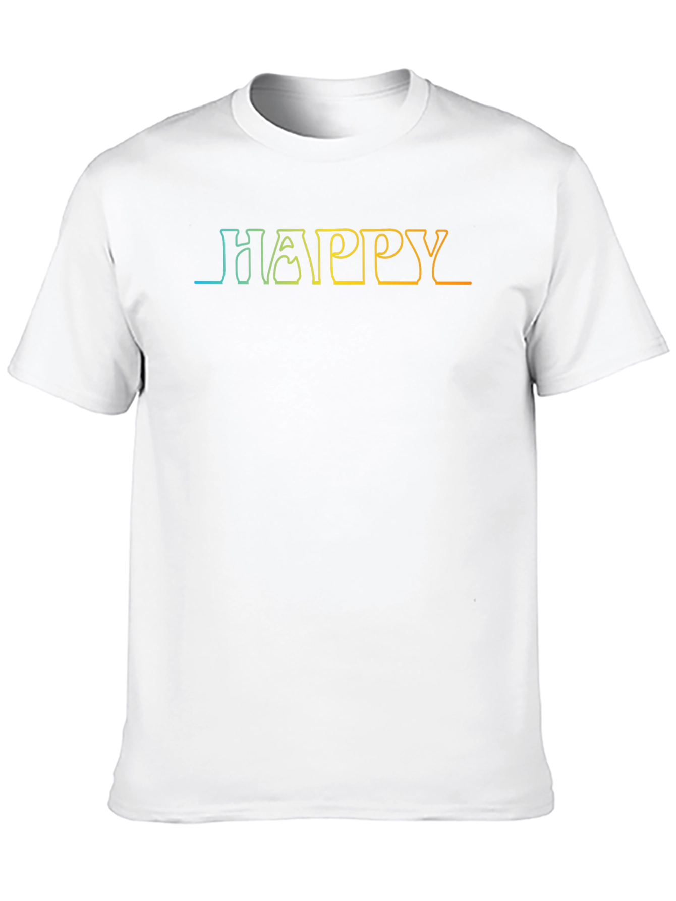 Happy Gradient Outline Black T-Shirt