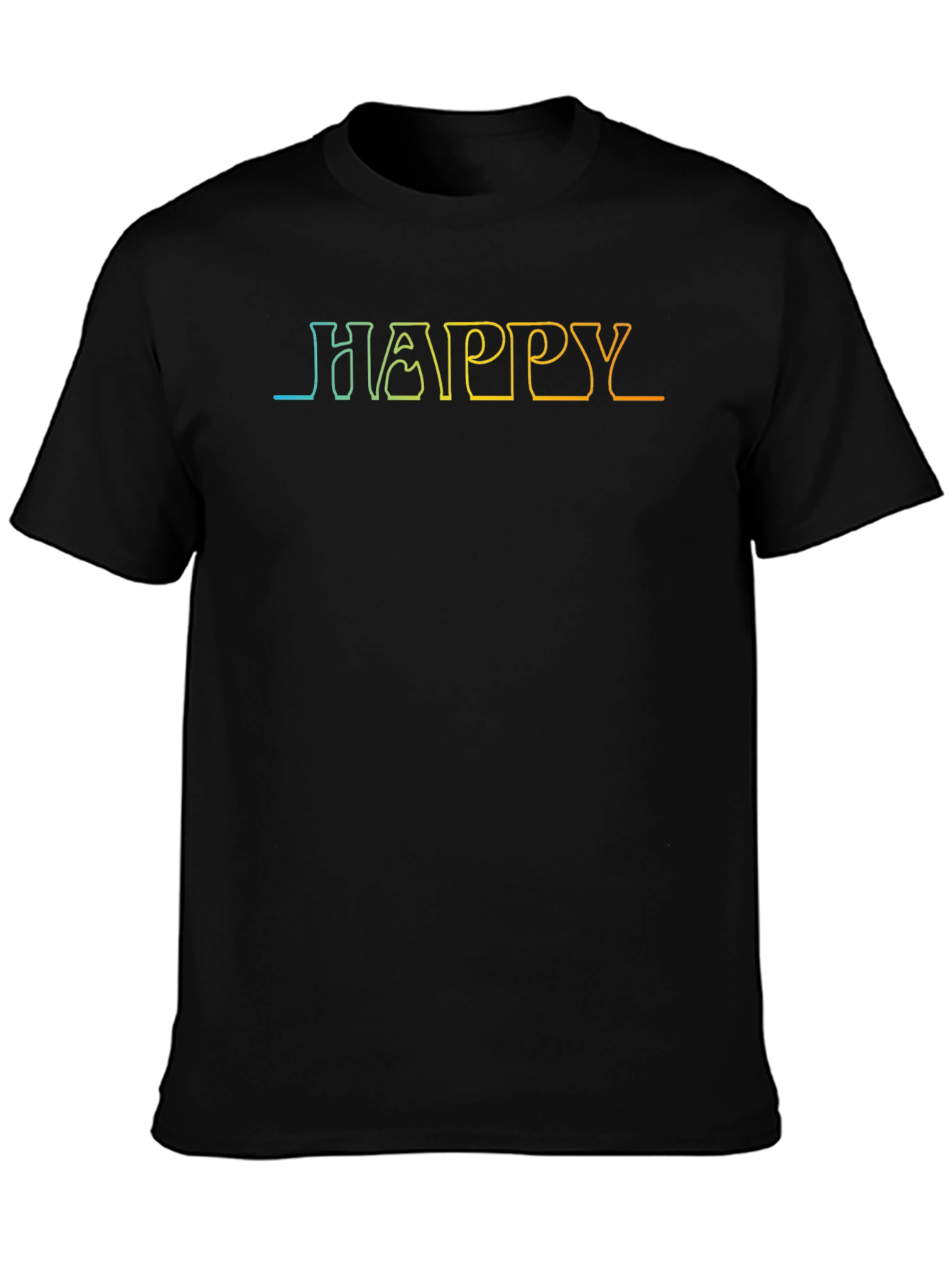 Happy Gradient Outline Black T-Shirt