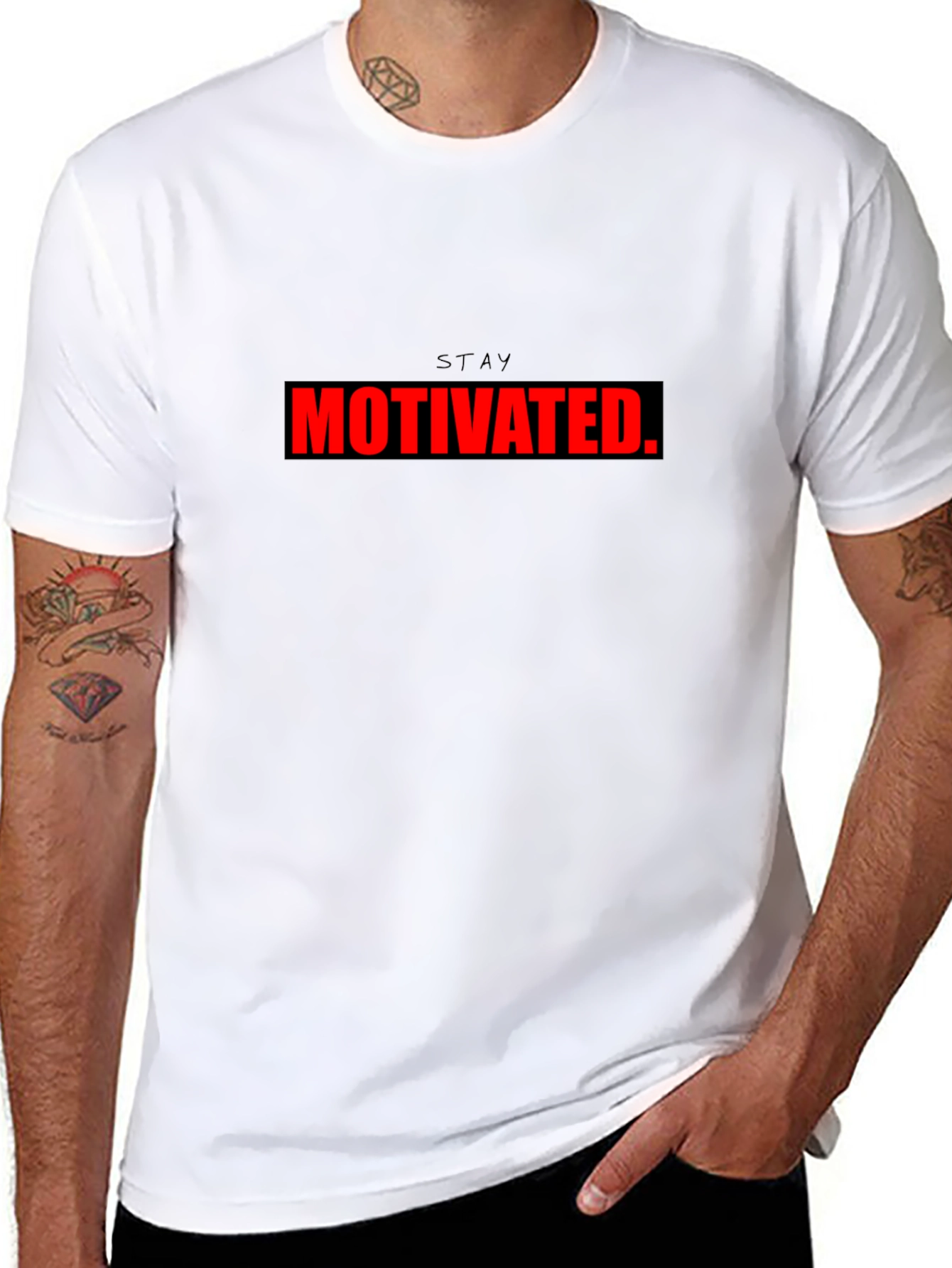 Stay Motivated Black Graphic T-Shirt