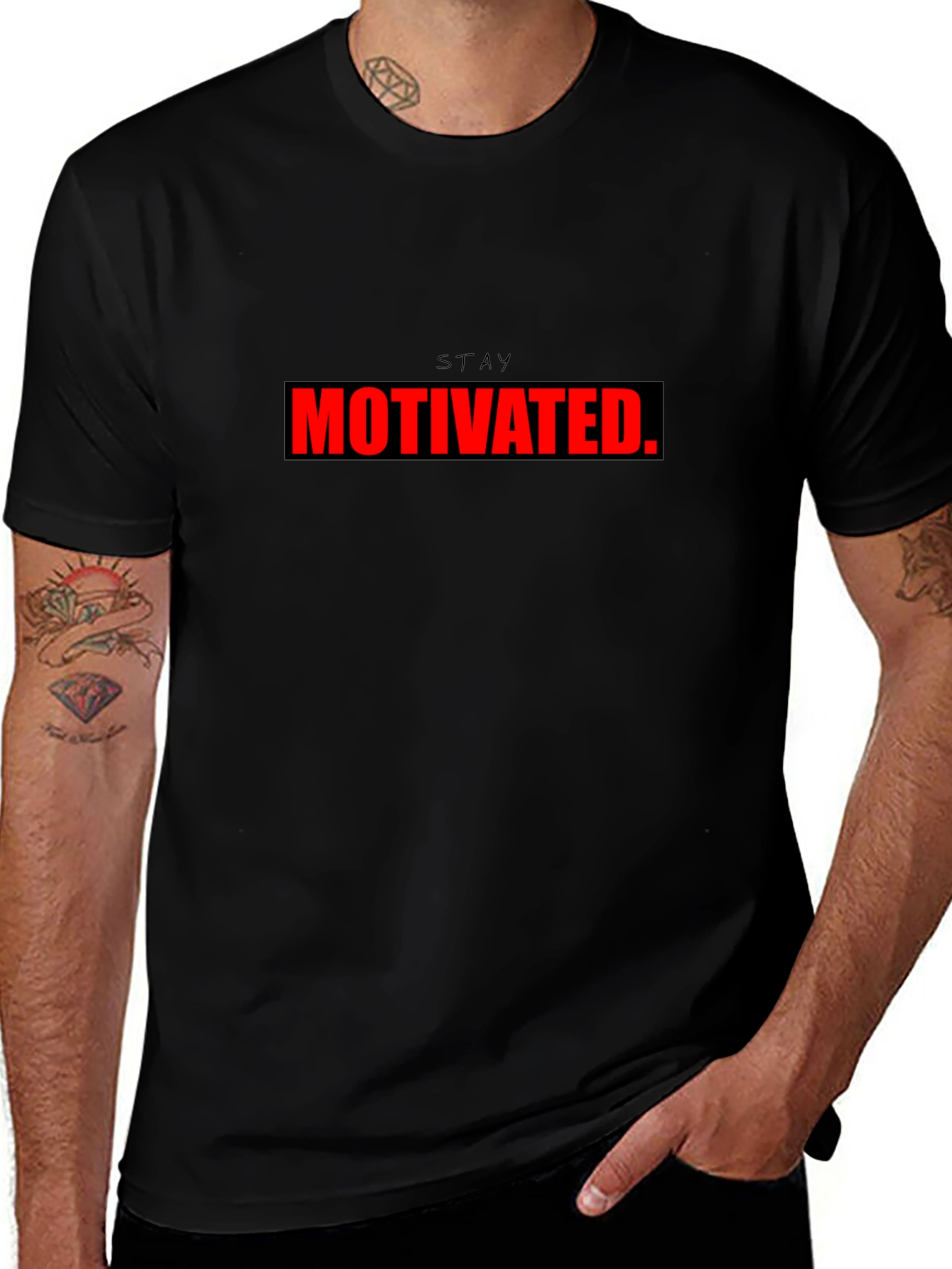 Stay Motivated Black Graphic T-Shirt