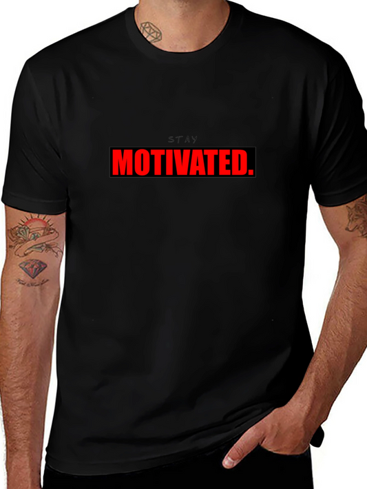 Stay Motivated Black Graphic T-Shirt