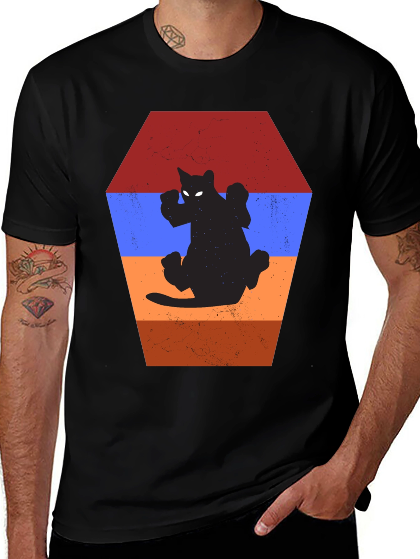 Retro Cat Silhouette T-Shirt - Unique Design
