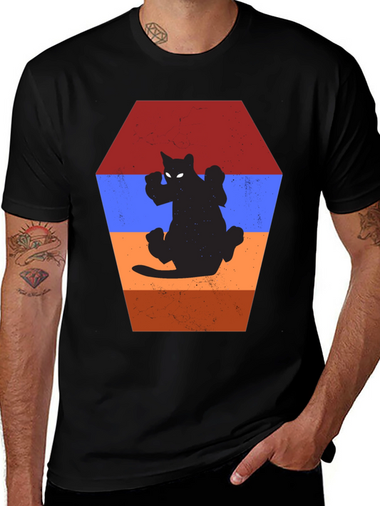 Retro Cat Silhouette T-Shirt - Unique Design