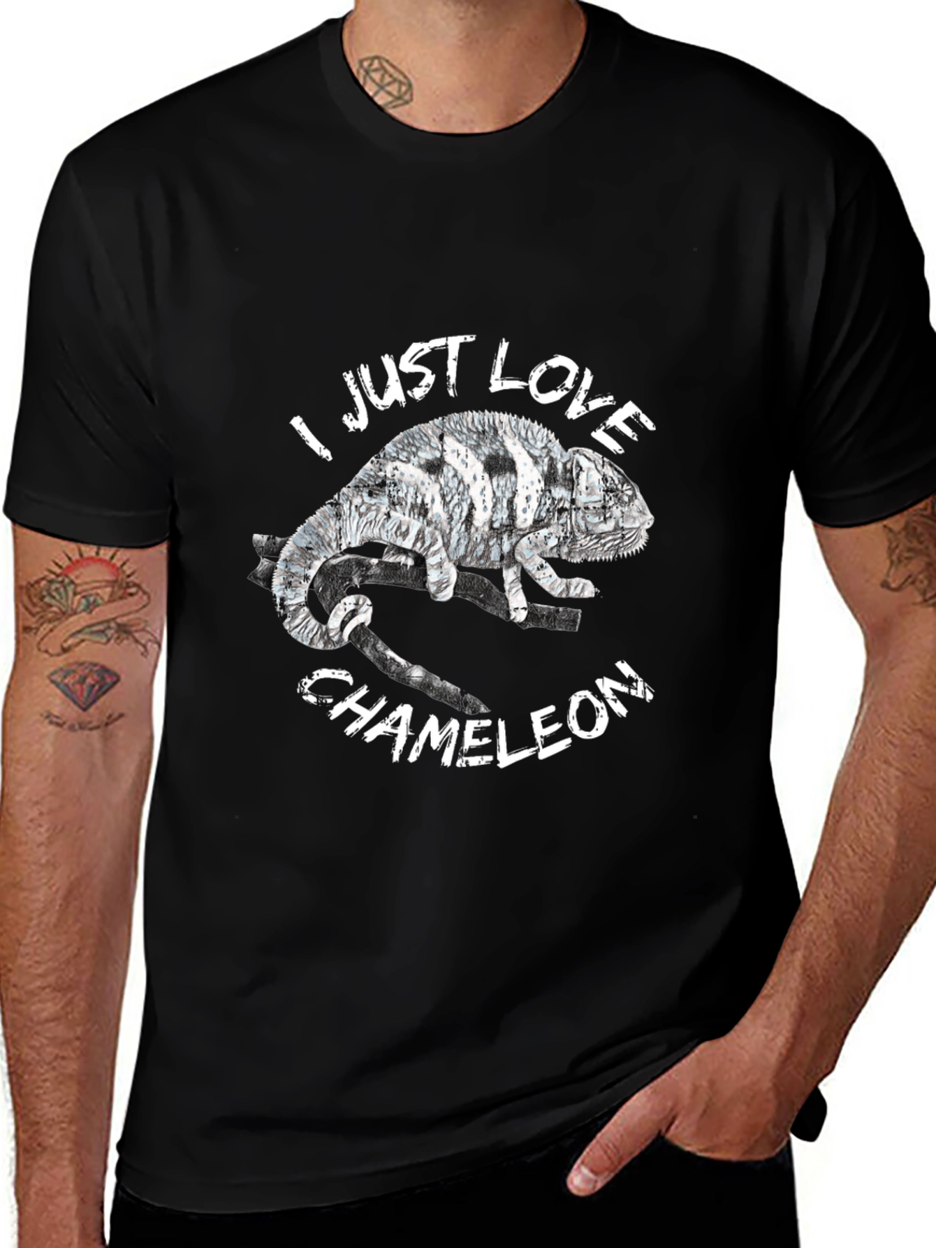 I Love Chameleons Graphic Tee - Black