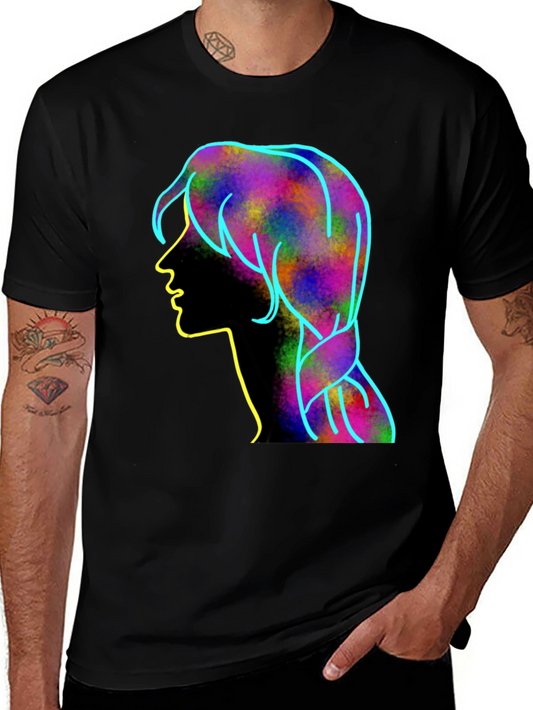 Colorful Elsa Silhouette Black T-Shirt