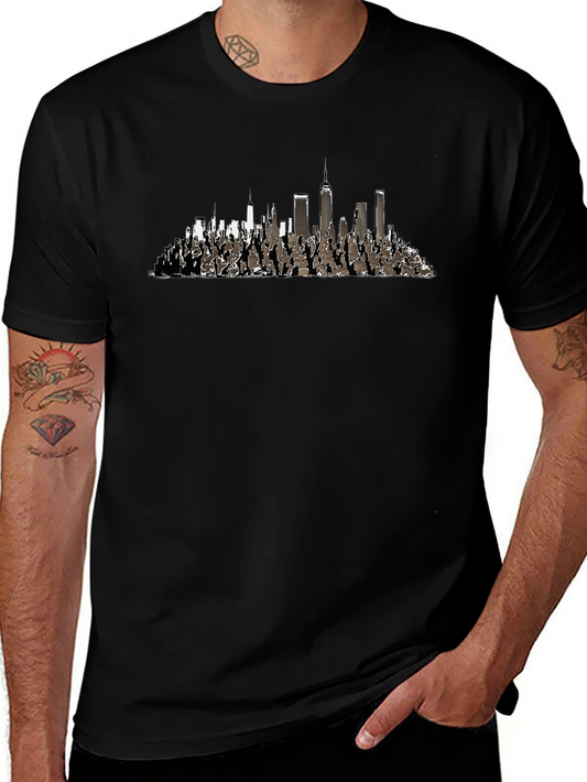 Cityscape Graphic Tee - Black Cotton Blend