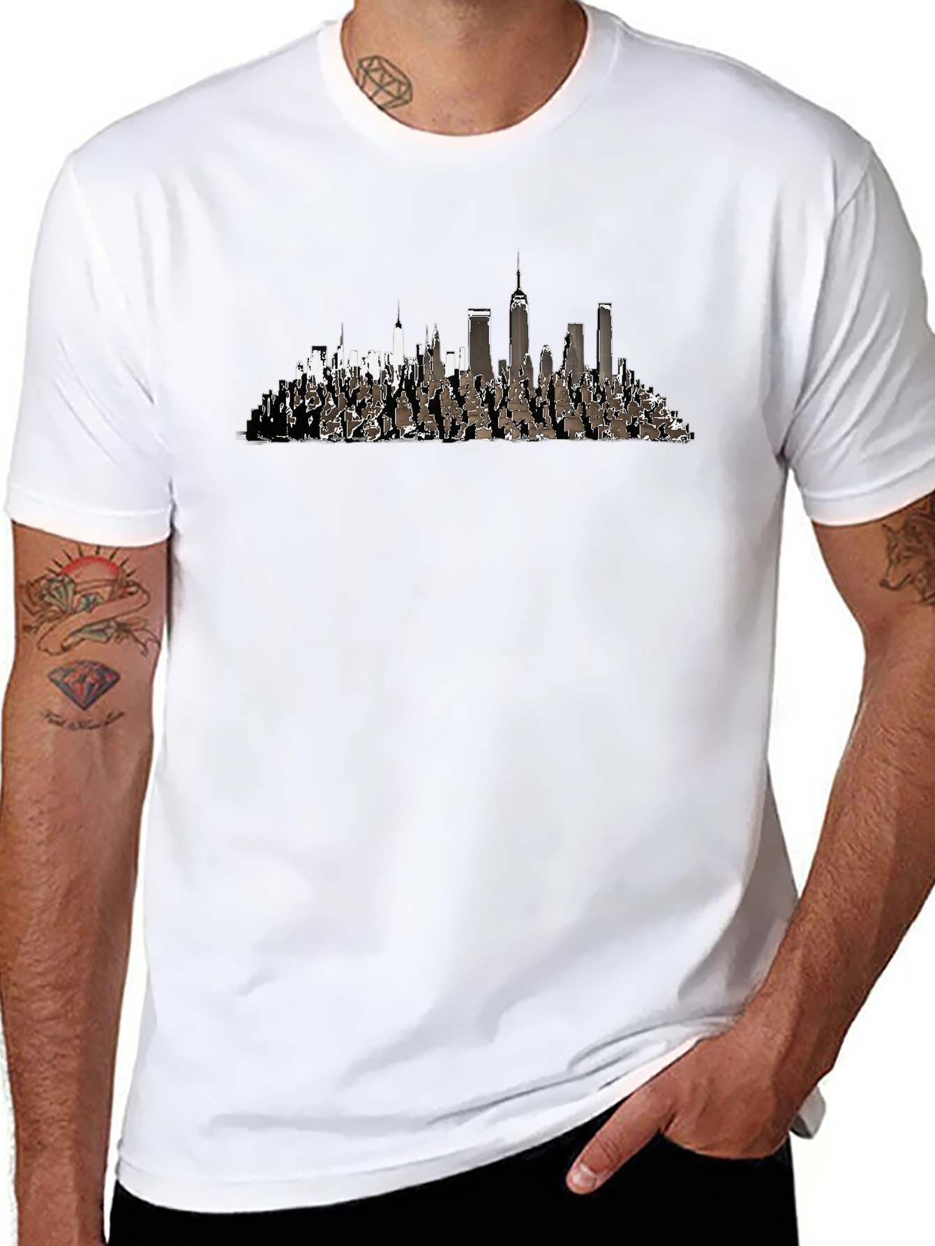 Cityscape Graphic Tee - Black Cotton Blend