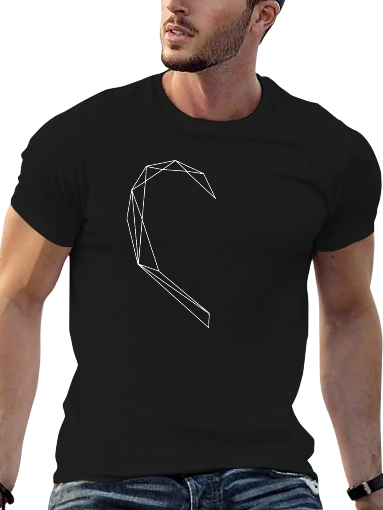 Geometric Heart Graphic Black T-Shirt