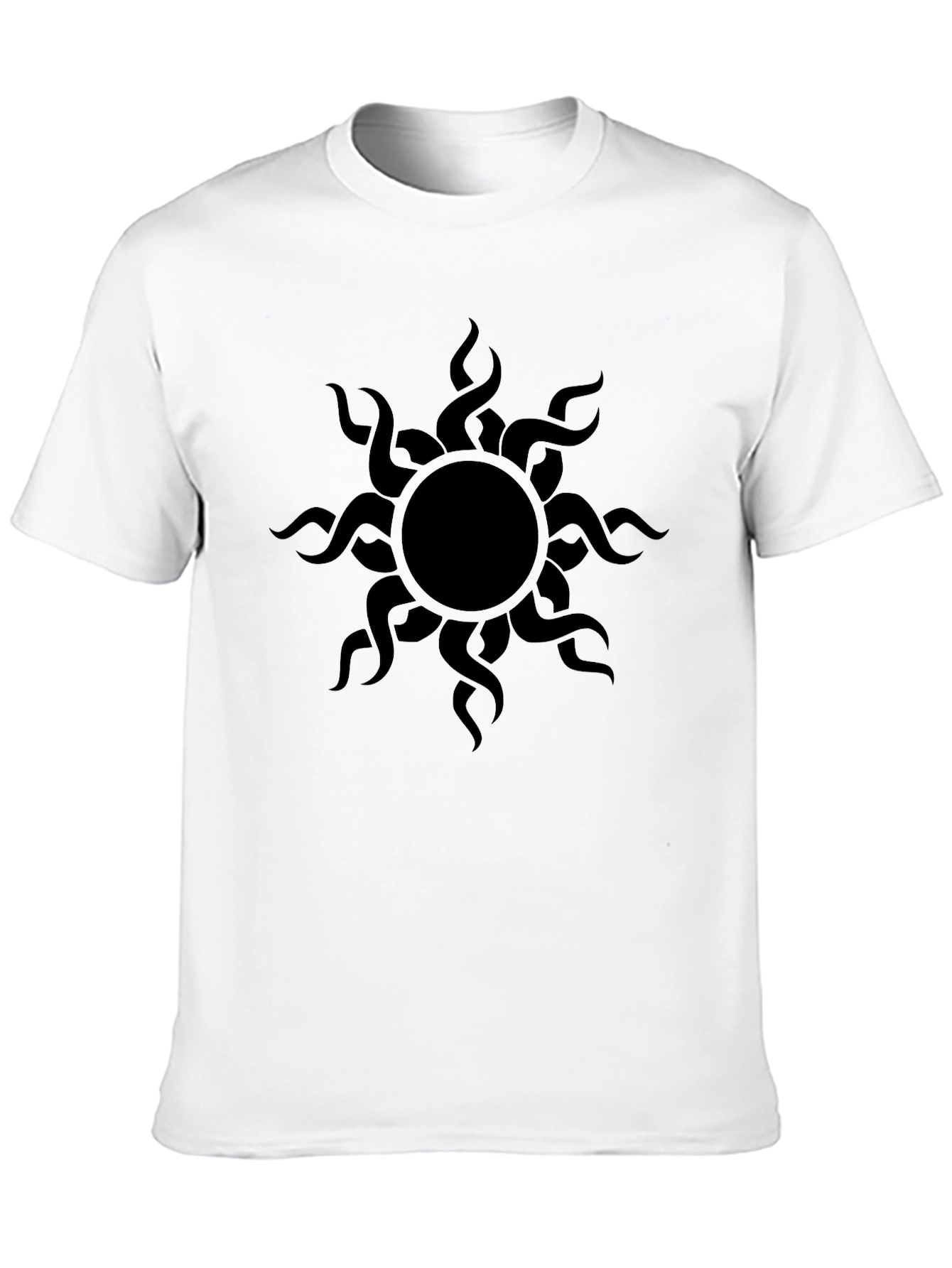 Mens Black T-Shirt with Sun Design