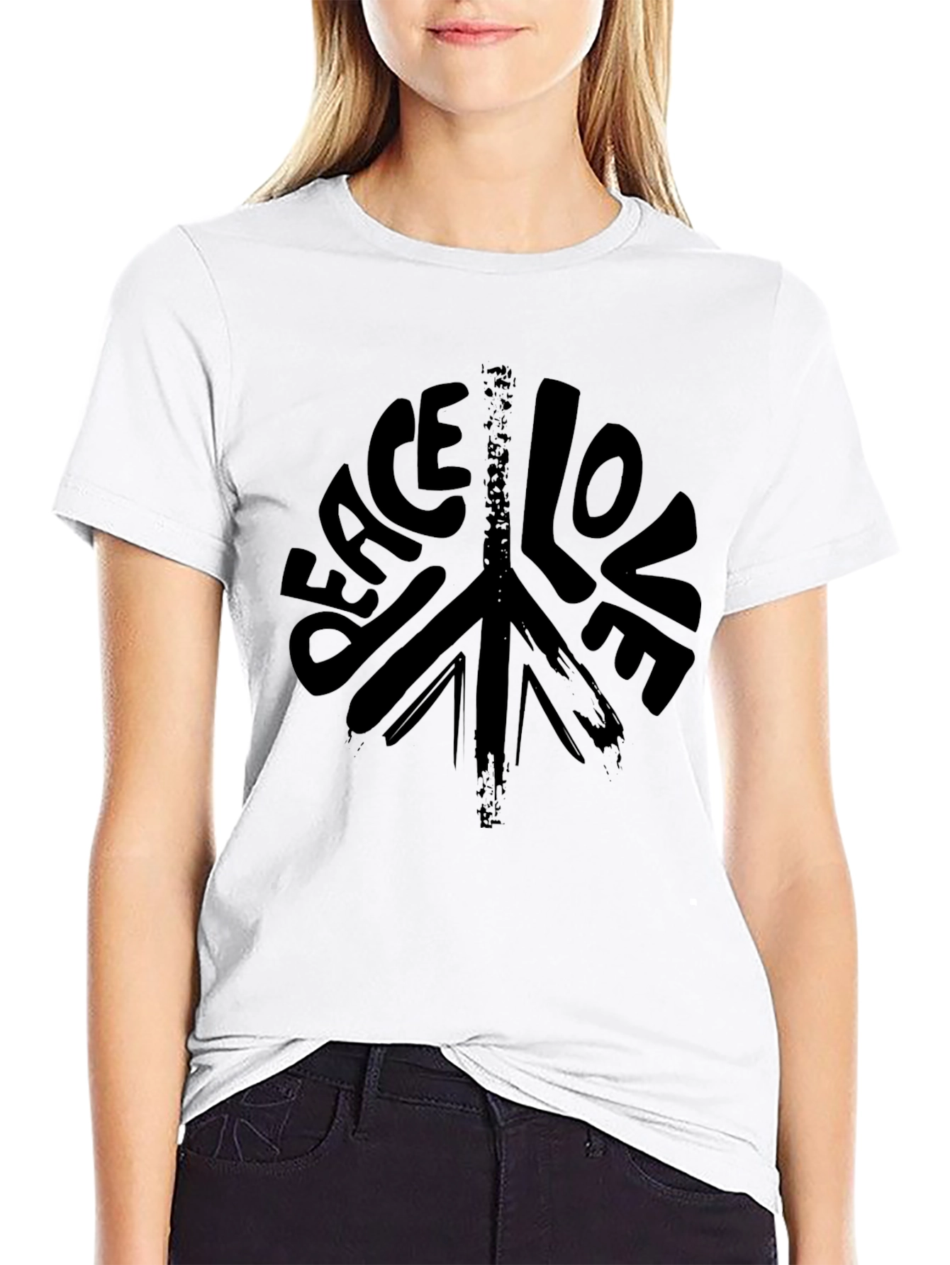 Peace & Love Black T-Shirt