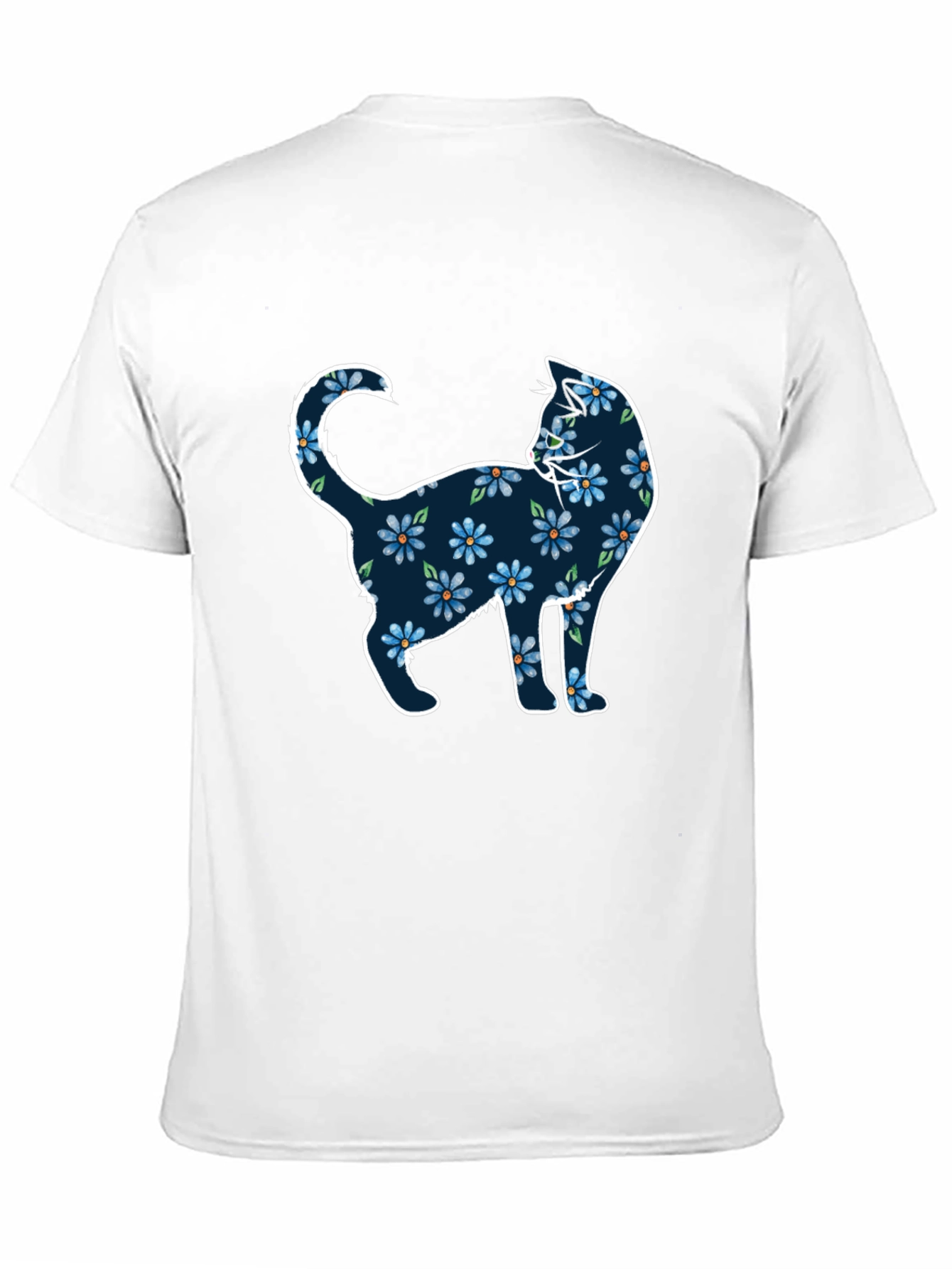Floral Cat Graphic Tee - Black
