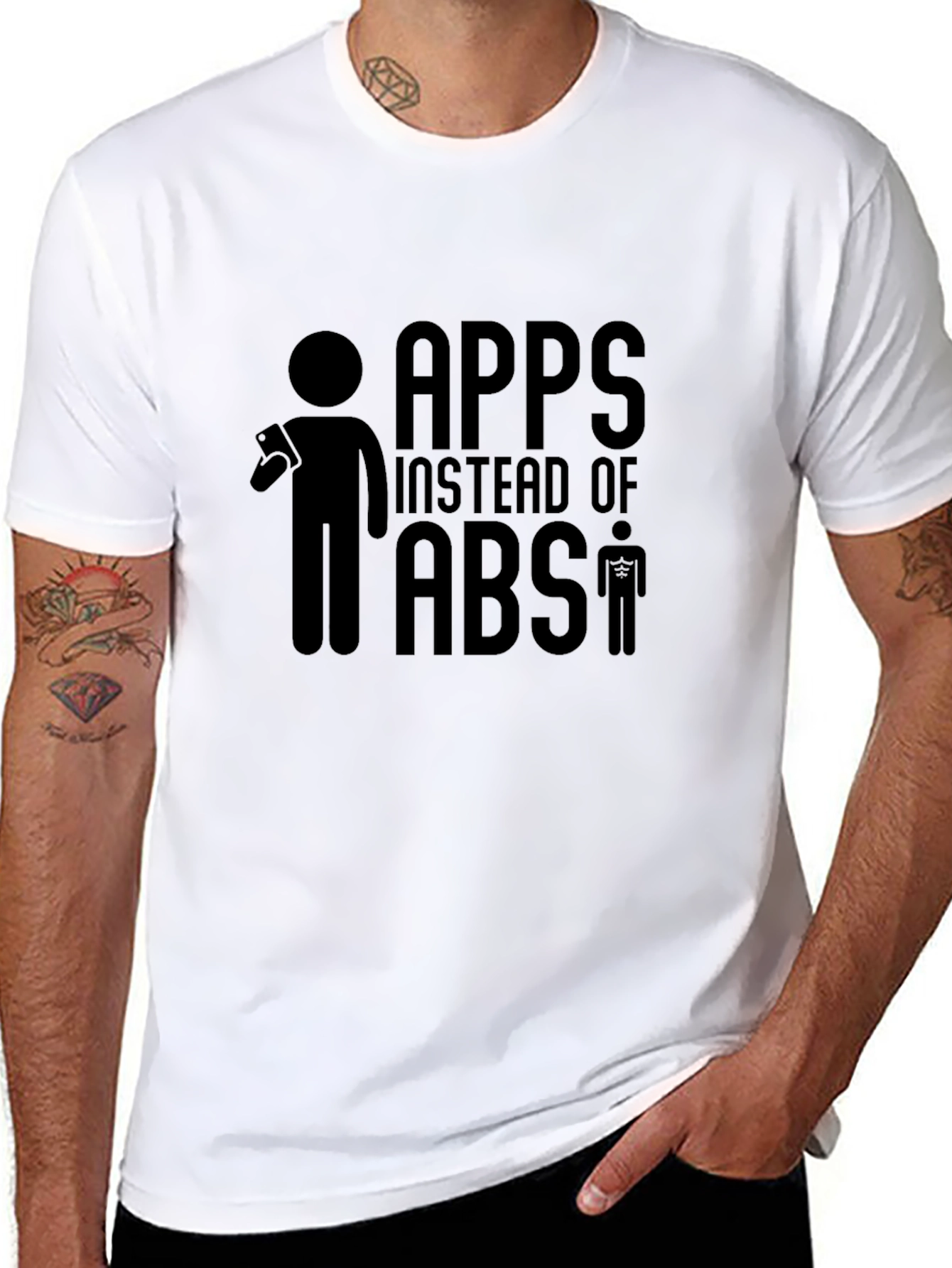 Apps Instead of Abs Funny Graphic Tee Shirt