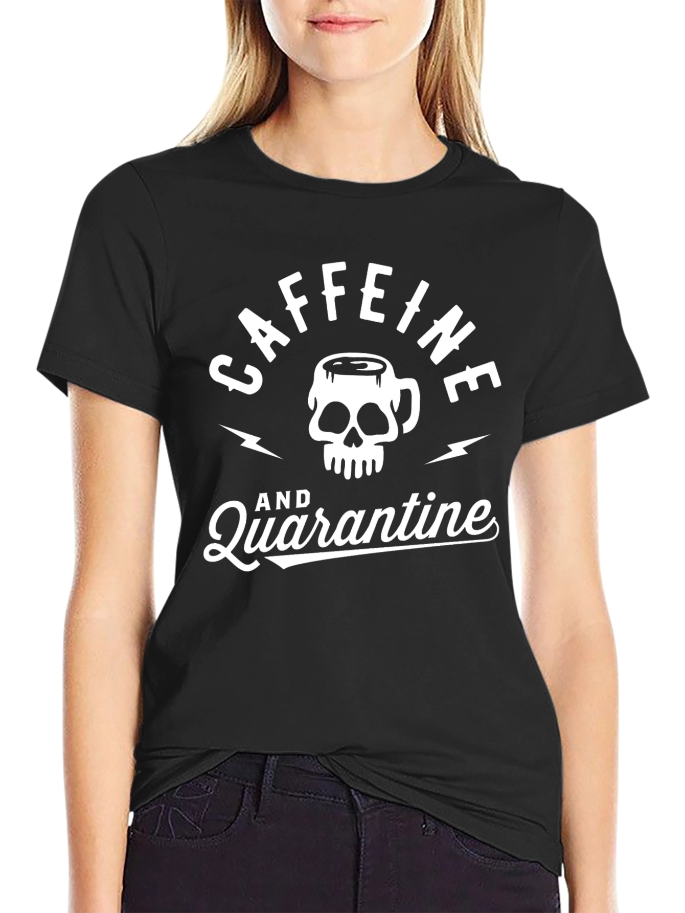 Caffeine & Quarantine Graphic Tee - Skull Design
