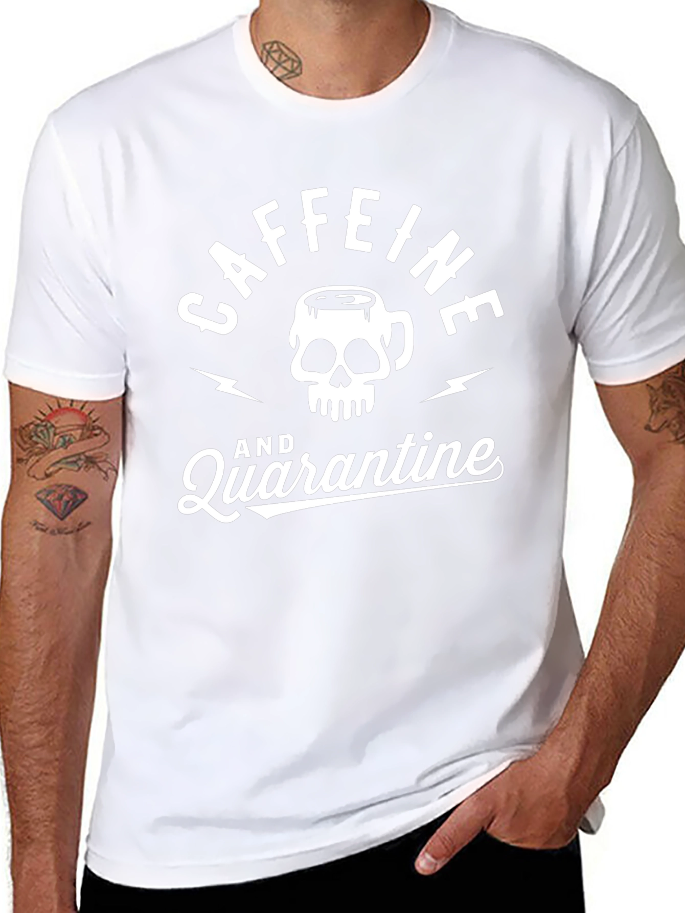 Caffeine & Quarantine Graphic Tee - Skull Design