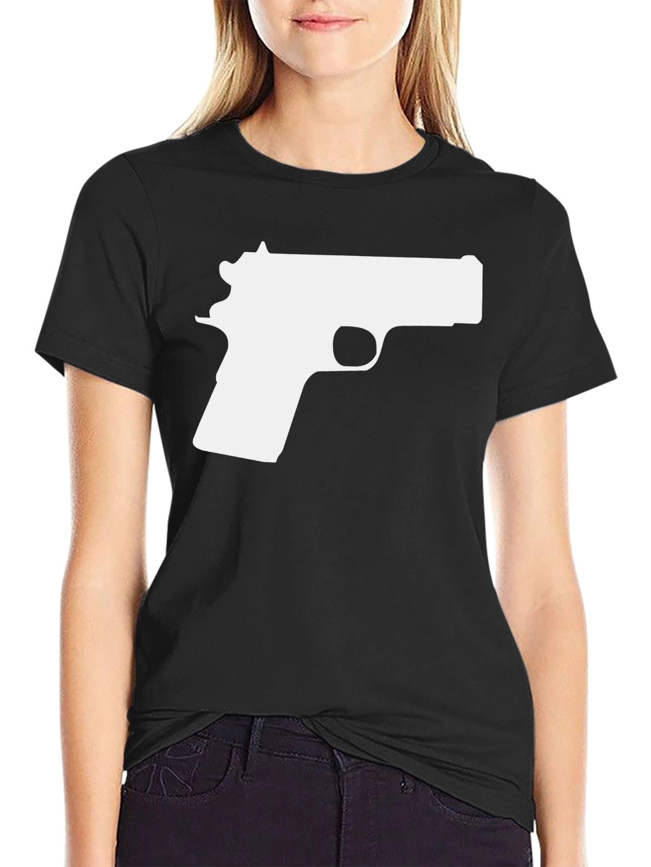 Gun Graphic Tee - Bold Black T-Shirt