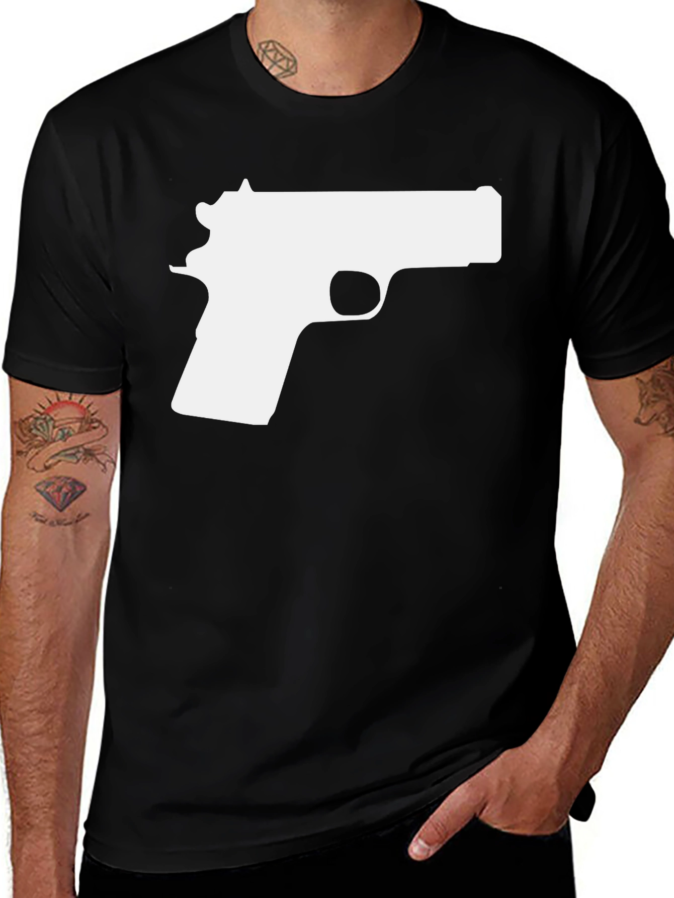 Gun Graphic Tee - Bold Black T-Shirt