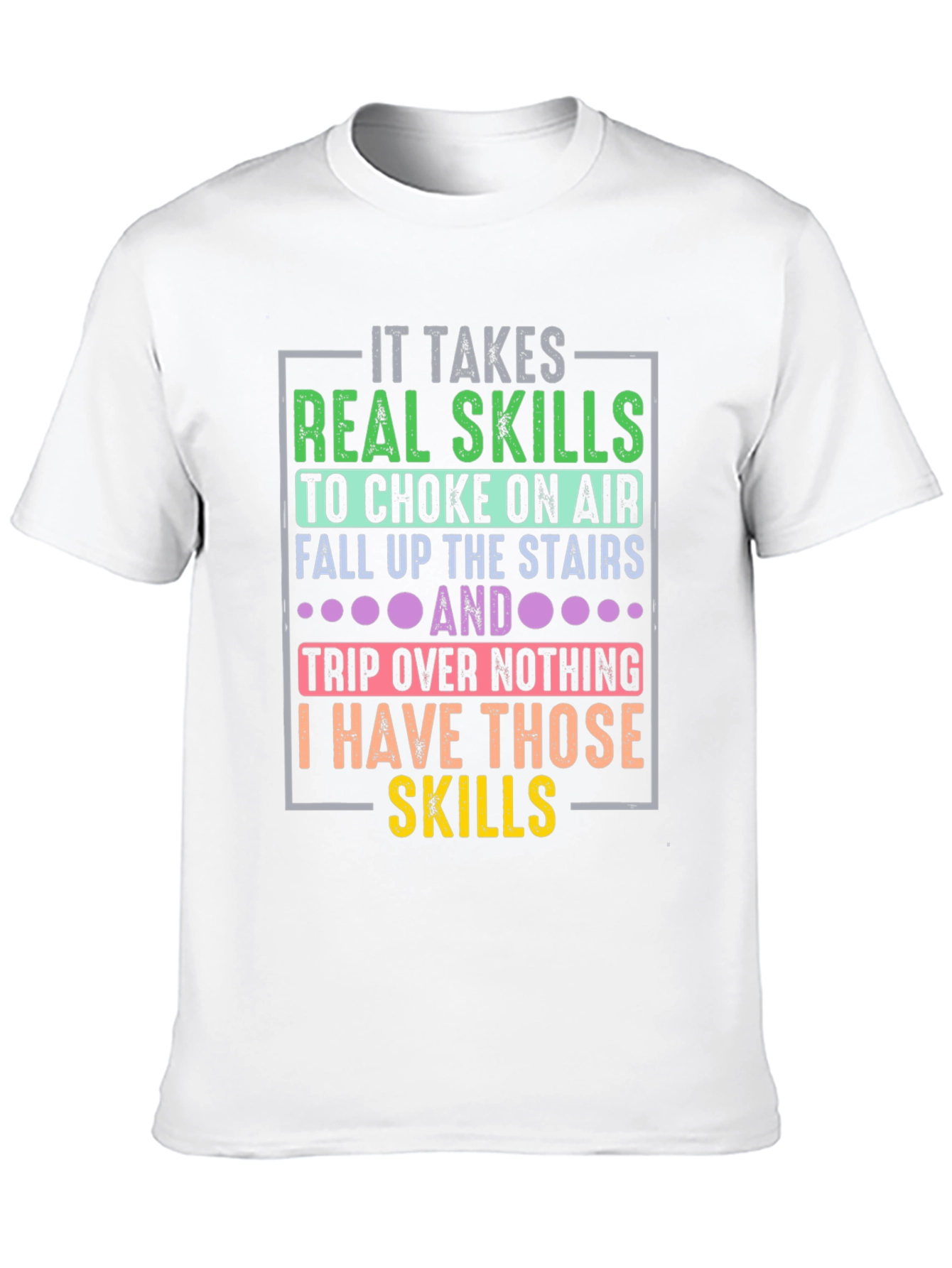 Humorous Real Skills Graphic Tee - Black