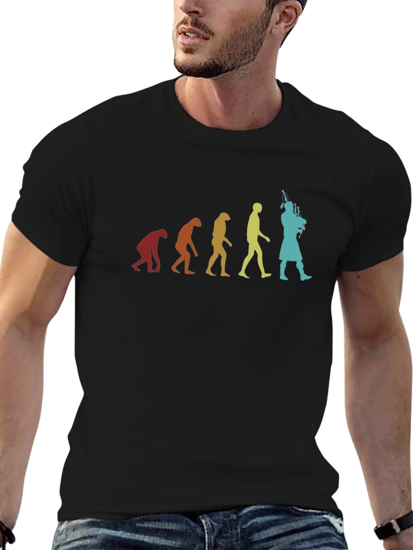 Evolution of Bagpipes Black T-Shirt