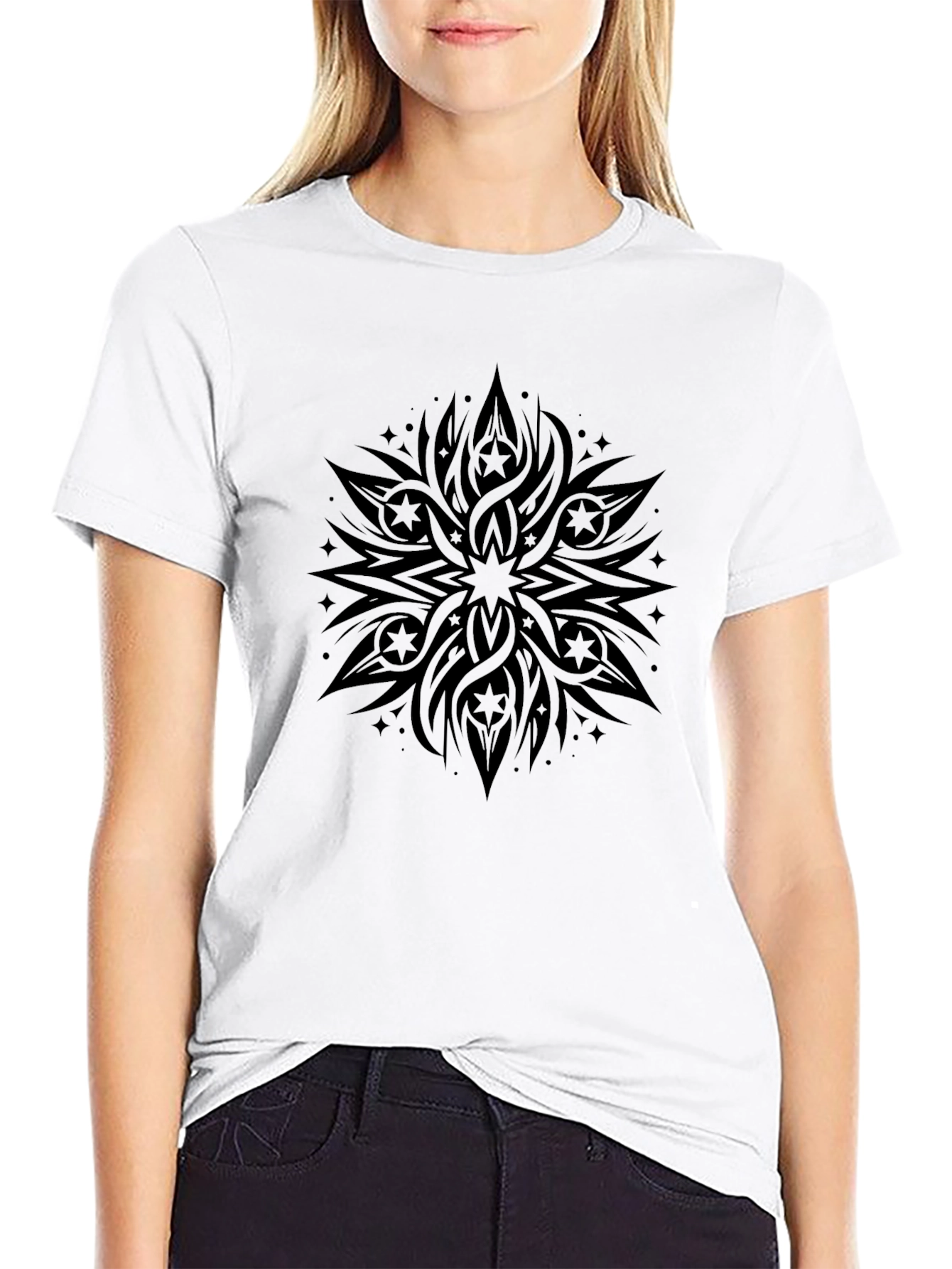 Stylish Black Graphic Tee - Abstract Design