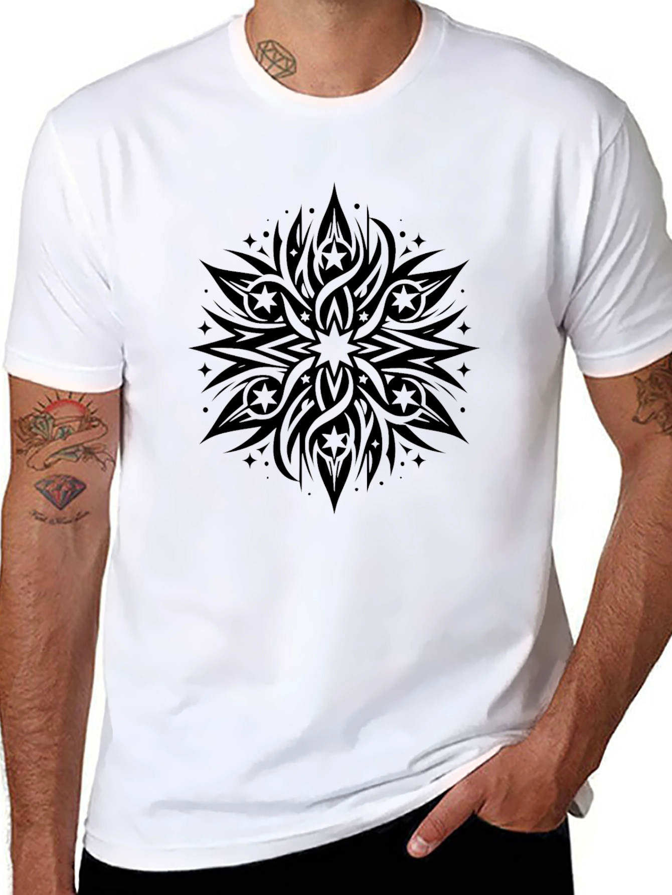 Stylish Black Graphic Tee - Abstract Design