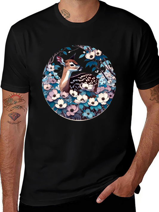 Deer and Floral Design Tee