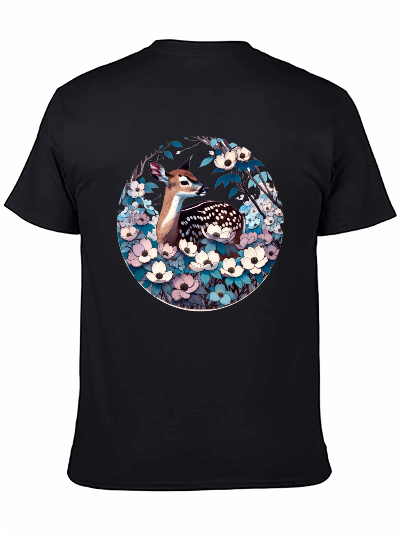 Deer and Floral Design Tee