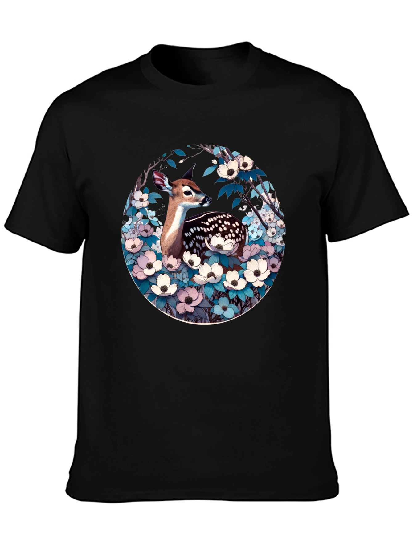 Deer and Floral Design Tee