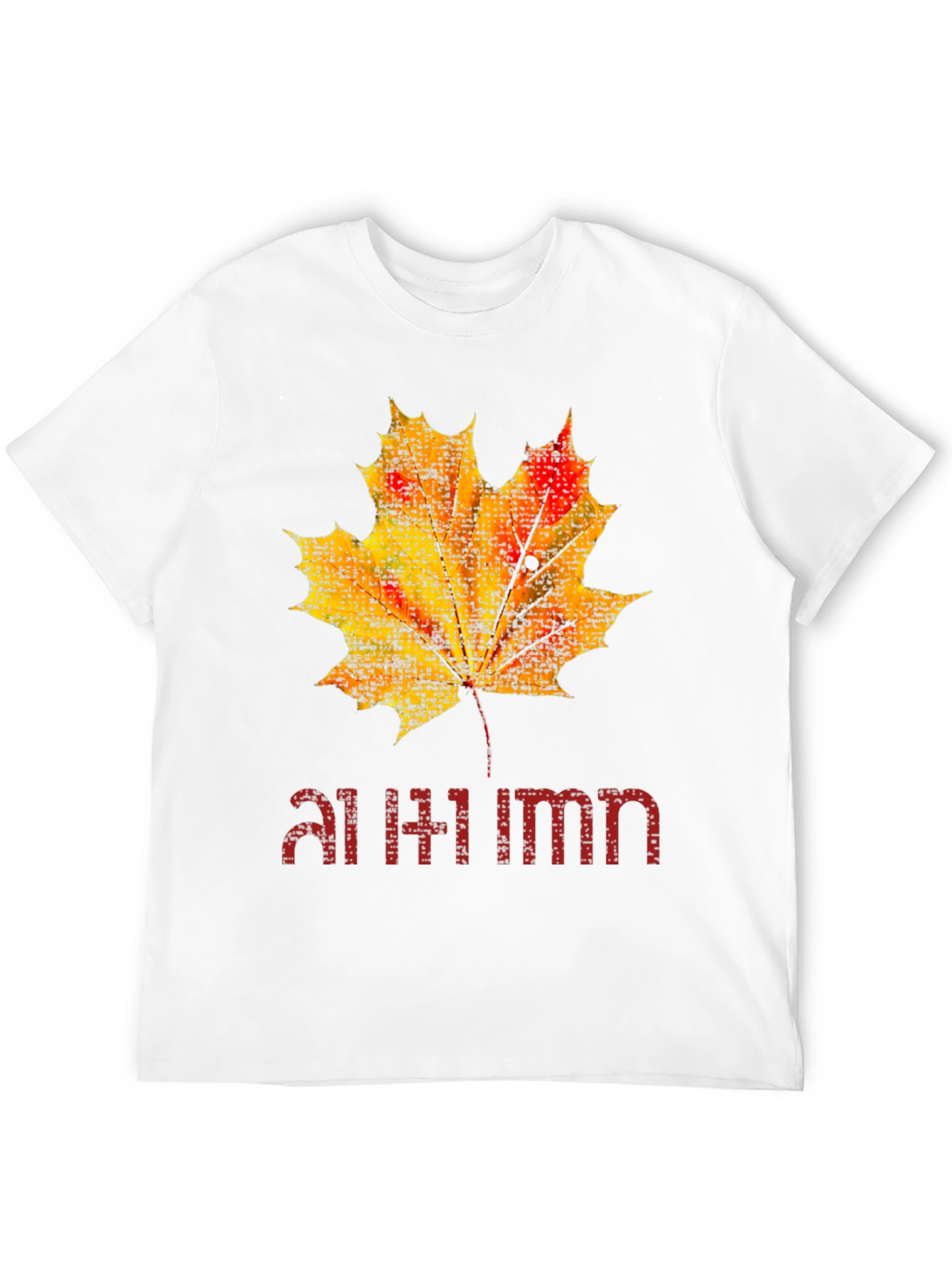 Autumn Maple Leaf Graphic Black T-Shirt