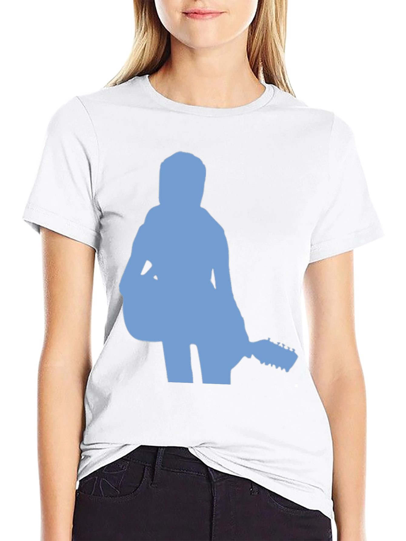 Guitar Player Silhouette Graphic Tee - Black