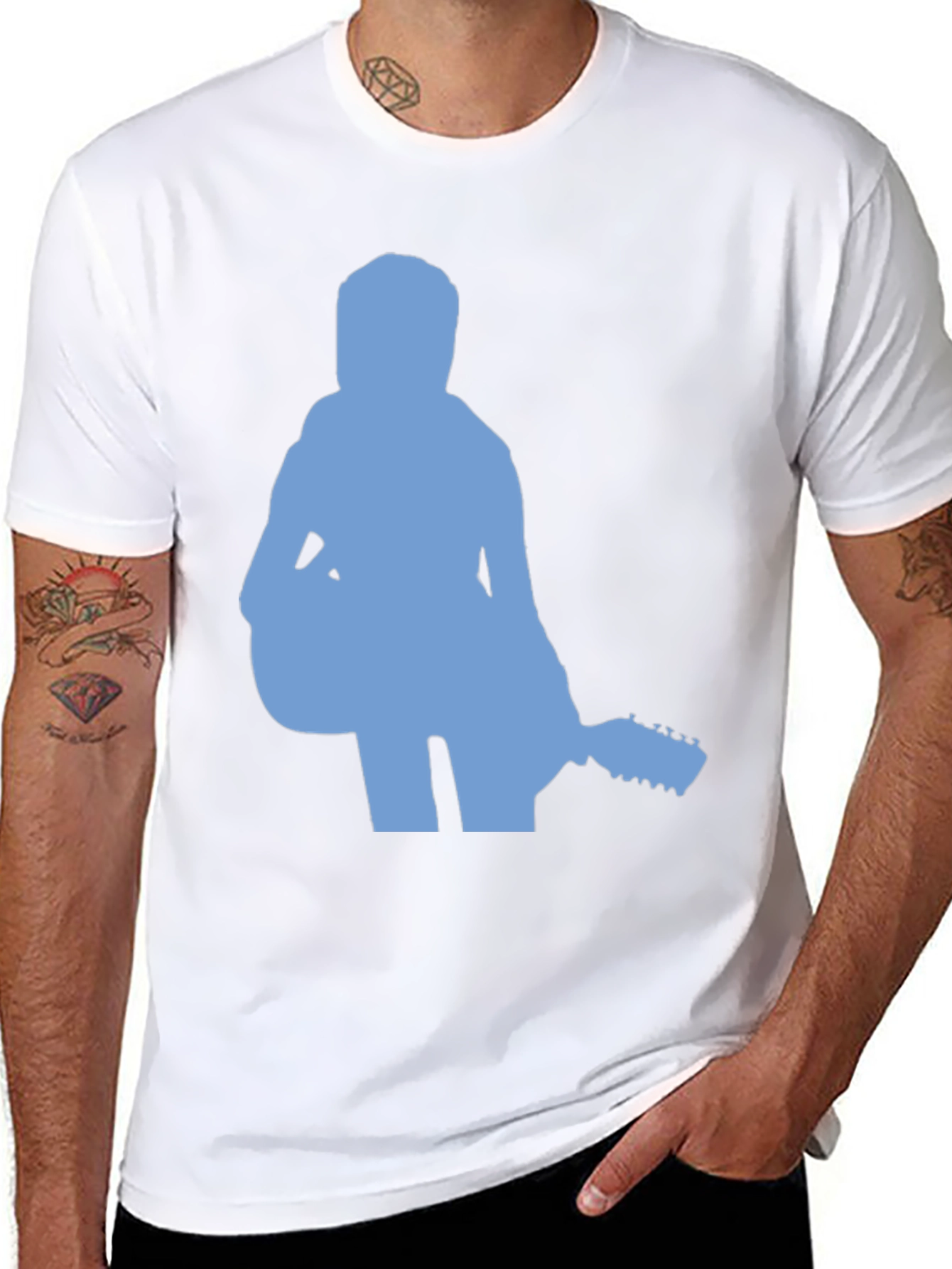 Guitar Player Silhouette Graphic Tee - Black