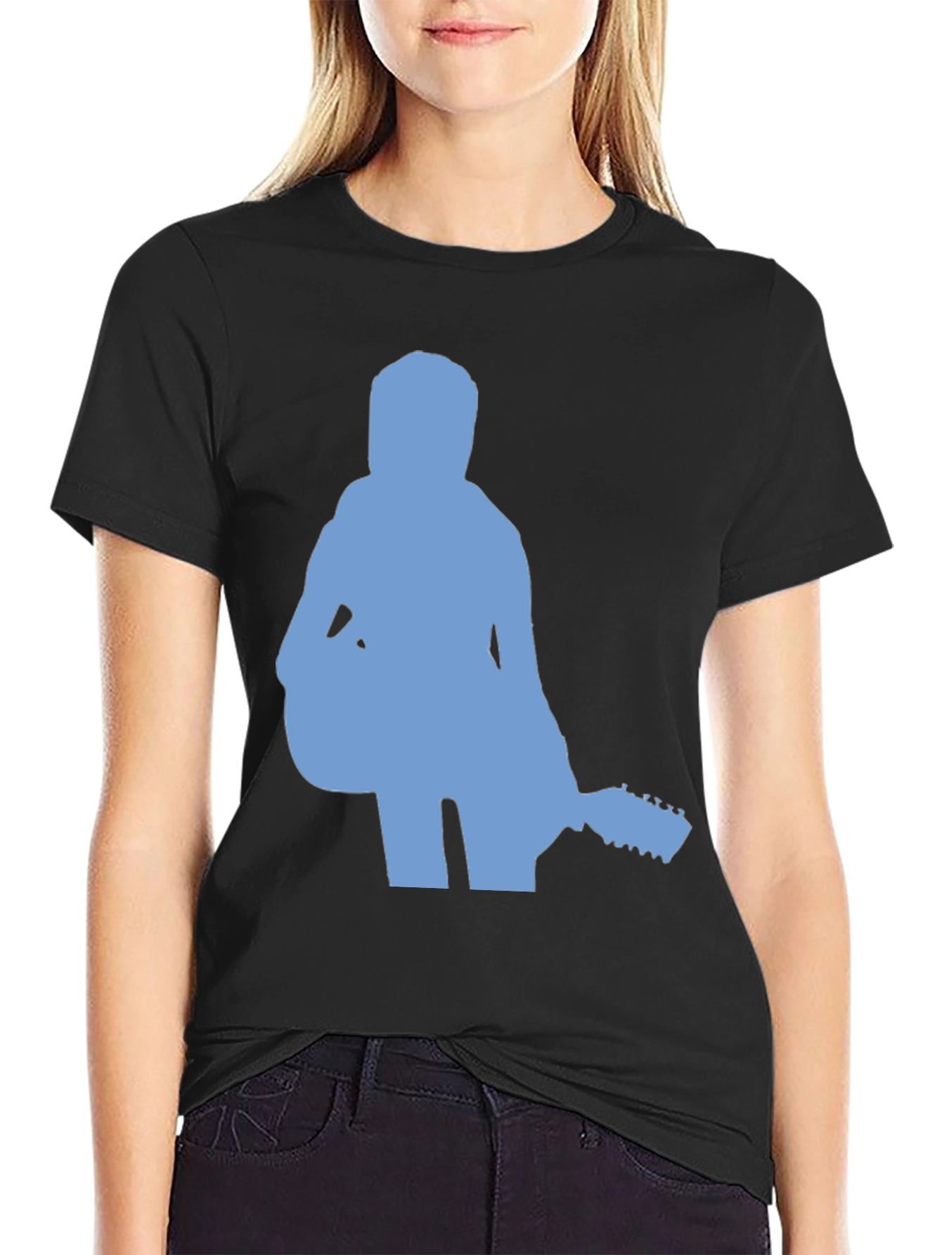Guitar Player Silhouette Graphic Tee - Black