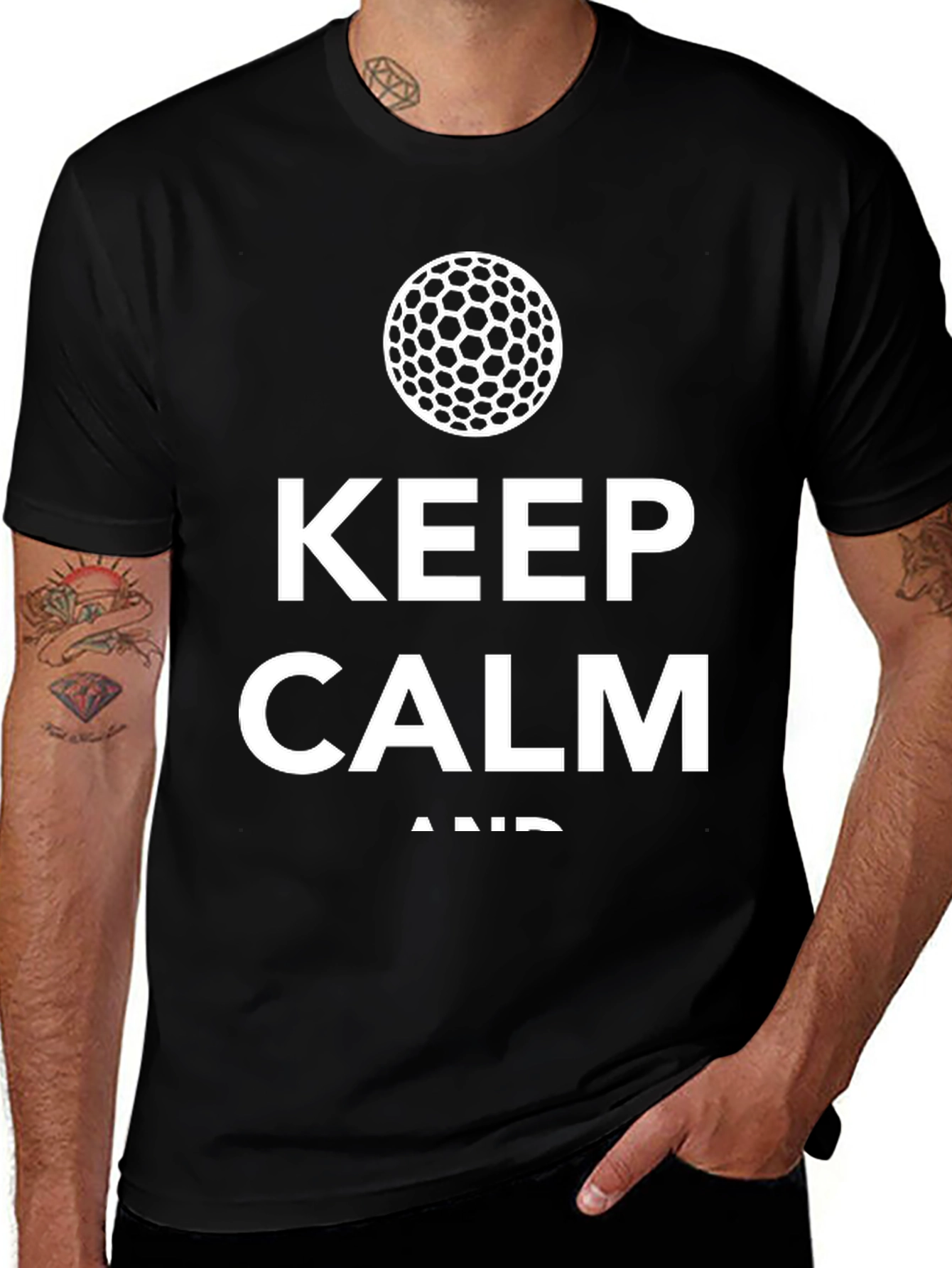 Keep Calm Golf Ball T-Shirt - Black Soft Cotton