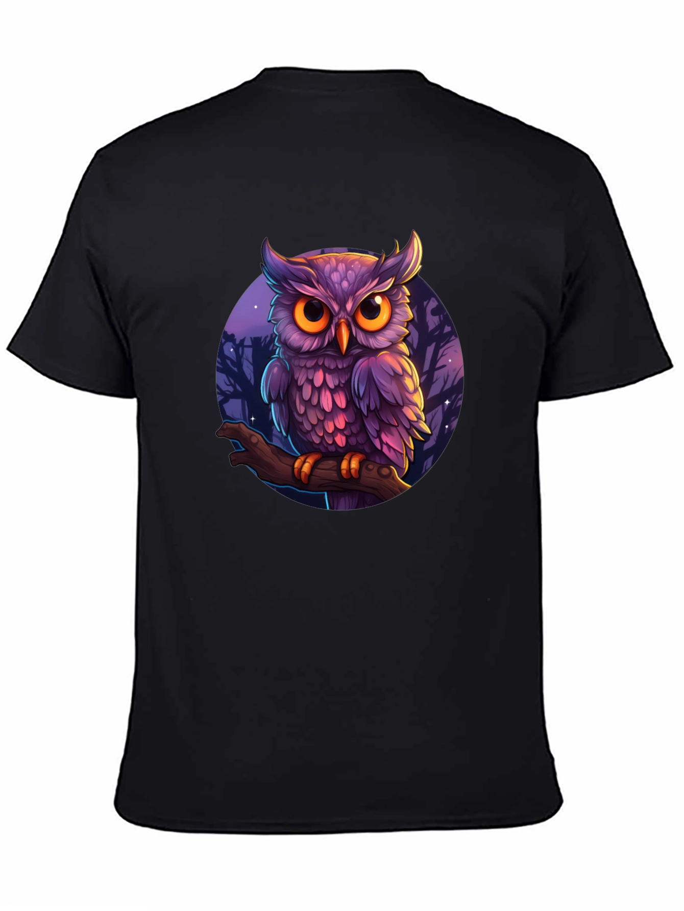 Mystic Owl Graphic Tee - Black Cotton T-Shirt
