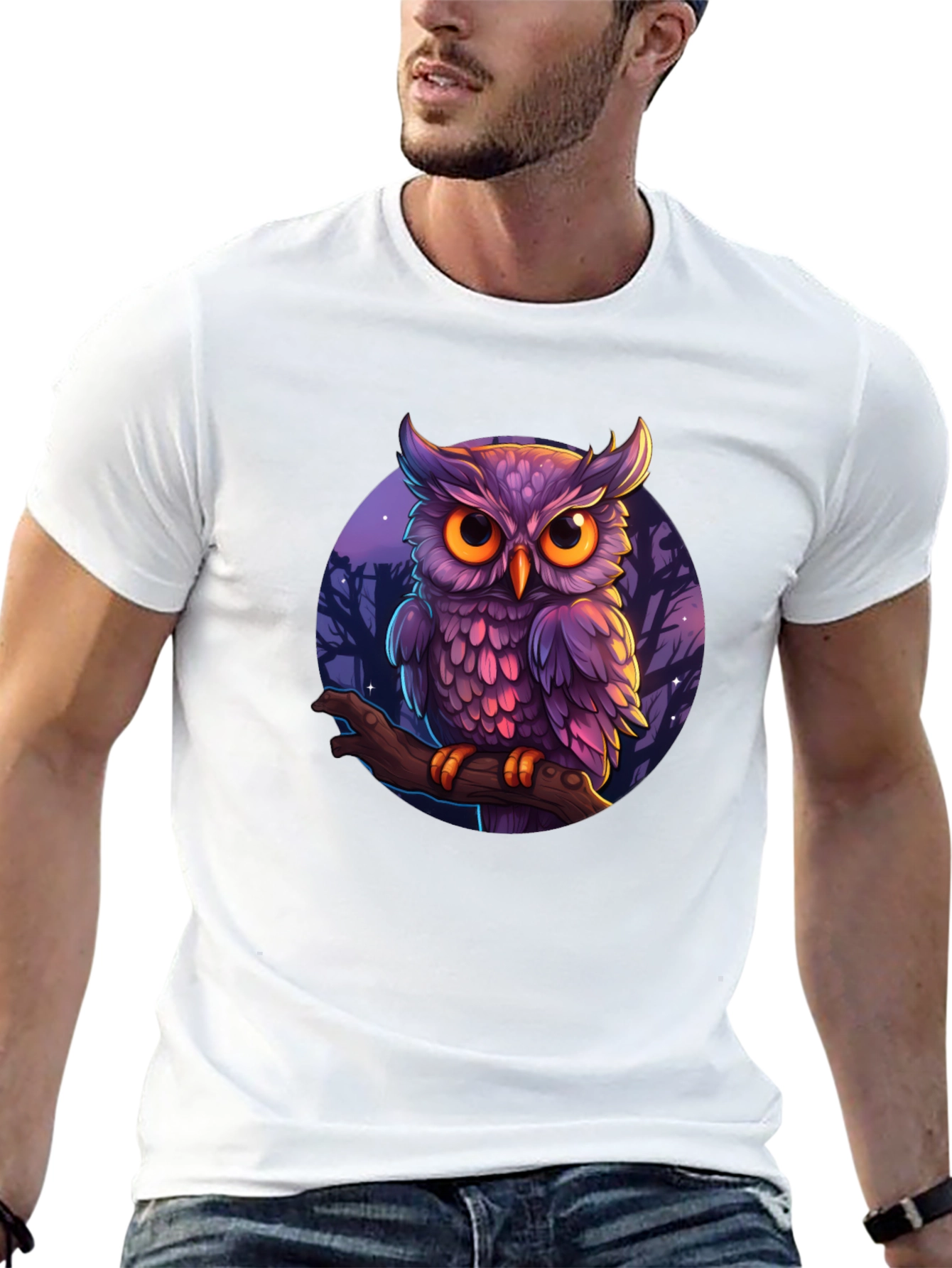 Mystic Owl Graphic Tee - Black Cotton T-Shirt
