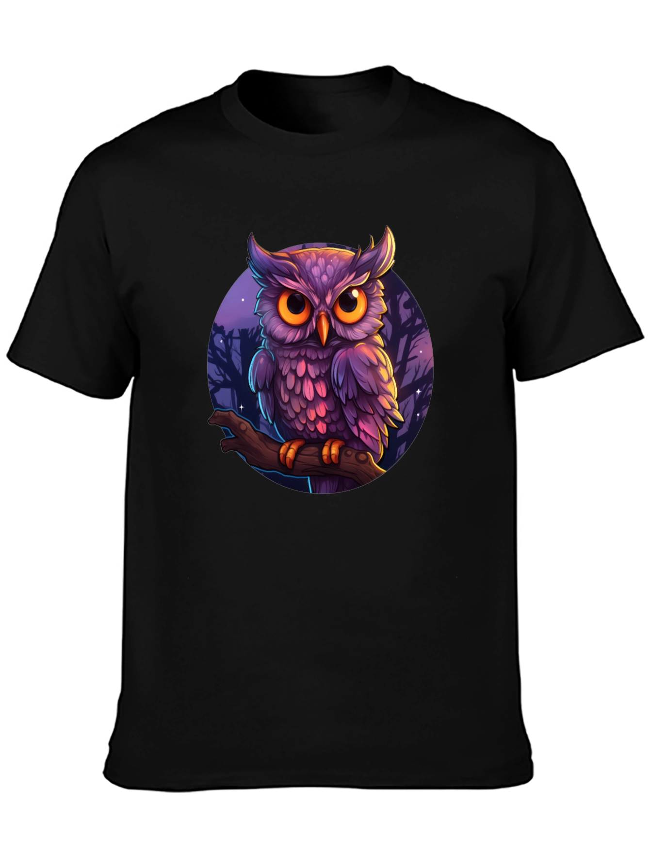 Mystic Owl Graphic Tee - Black Cotton T-Shirt