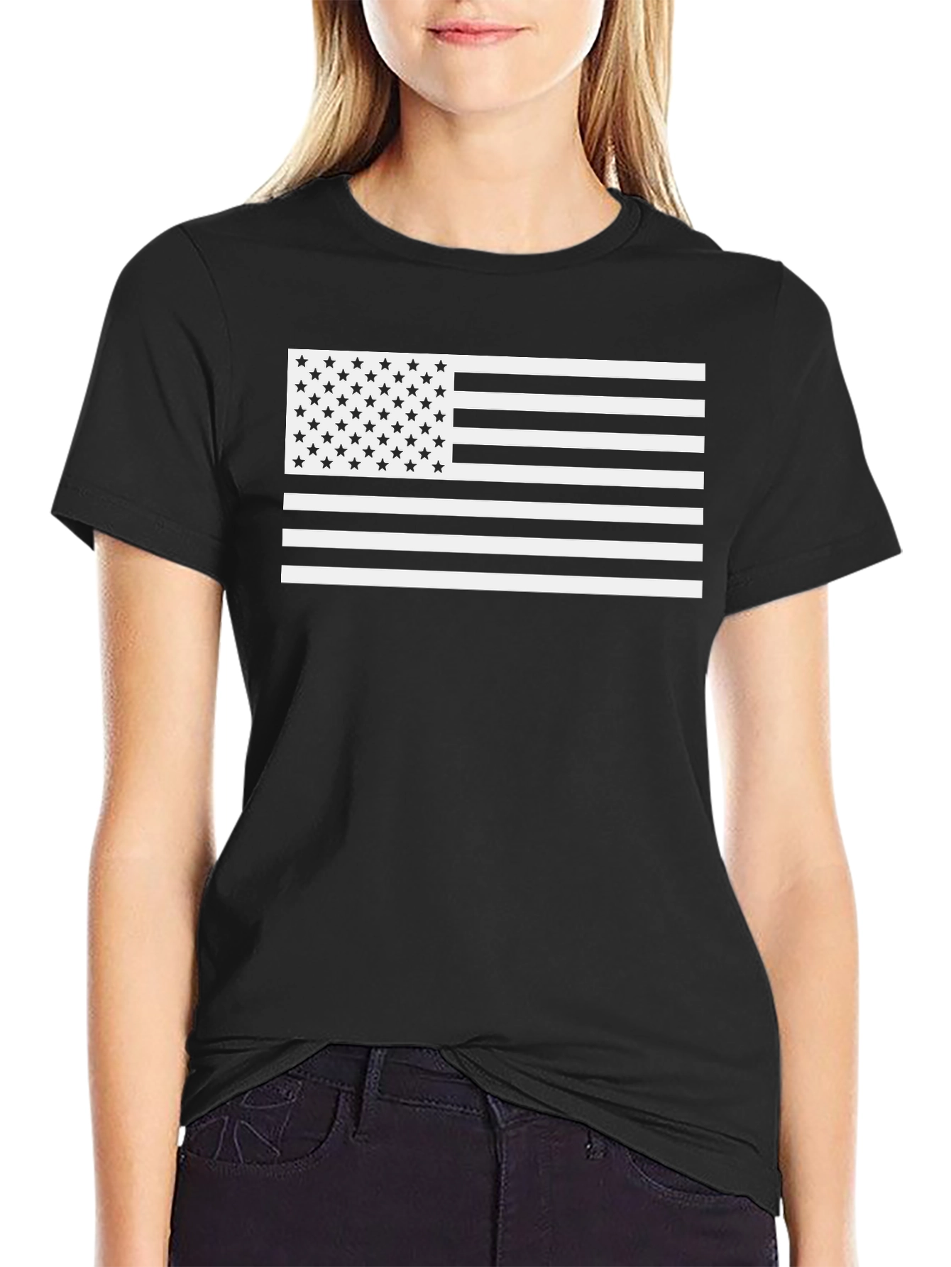 American Flag Graphic Tee - Black