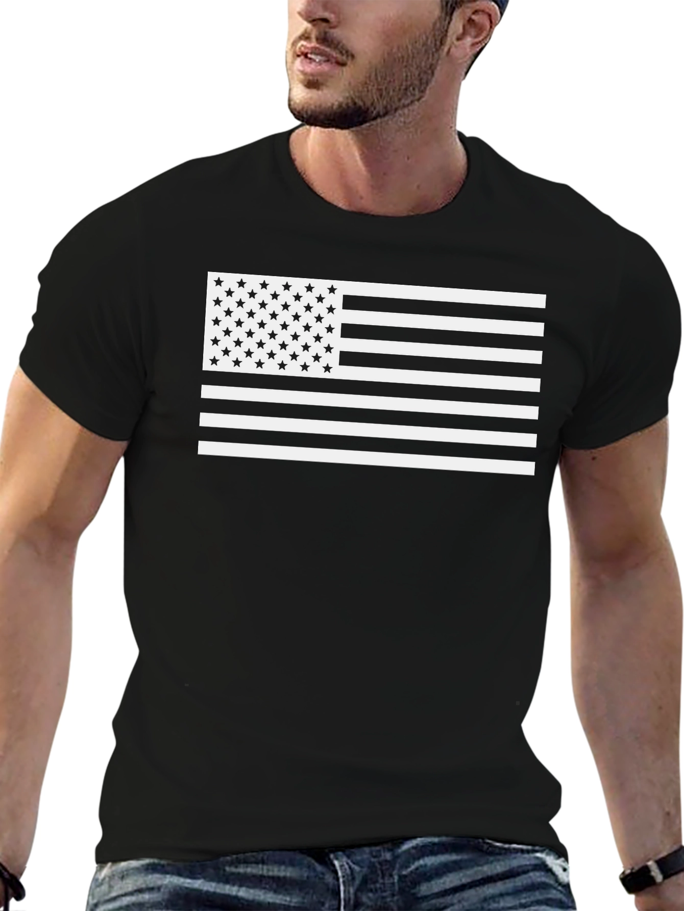 American Flag Graphic Tee - Black