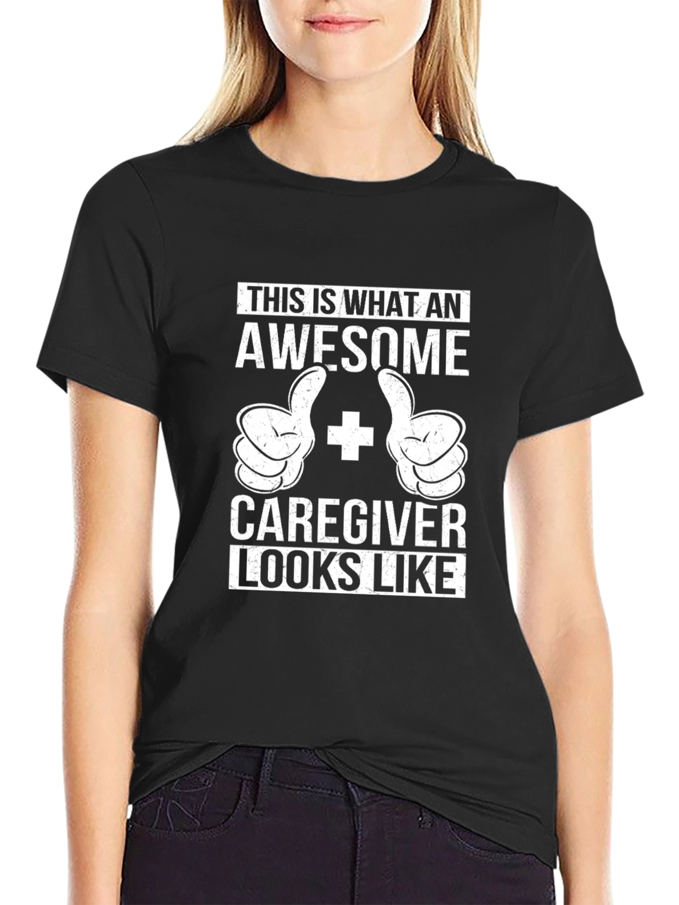 Awesome Caregiver T-Shirt - Black Cotton Blend