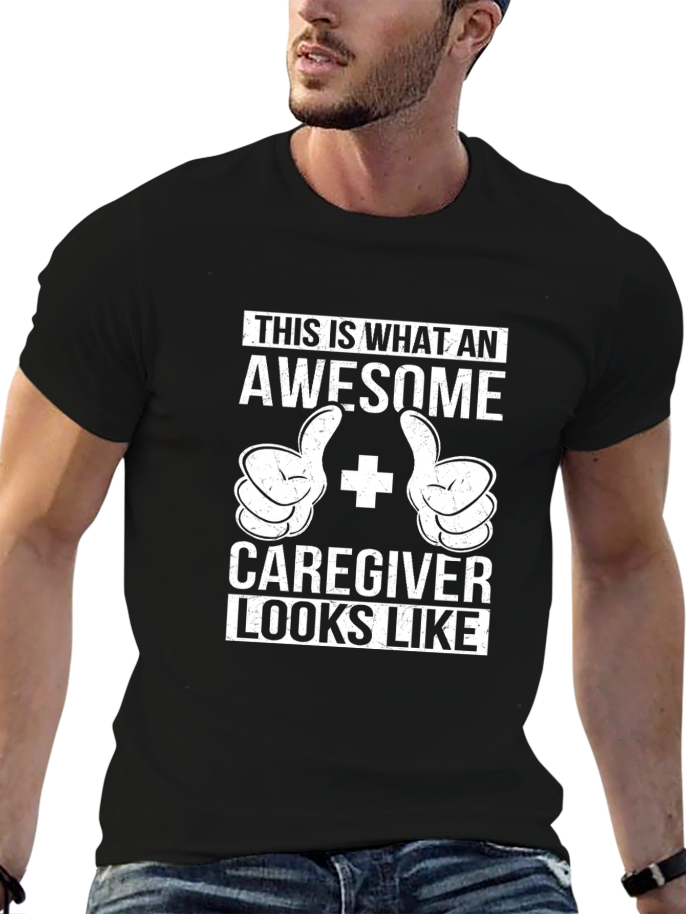 Awesome Caregiver T-Shirt - Black Cotton Blend