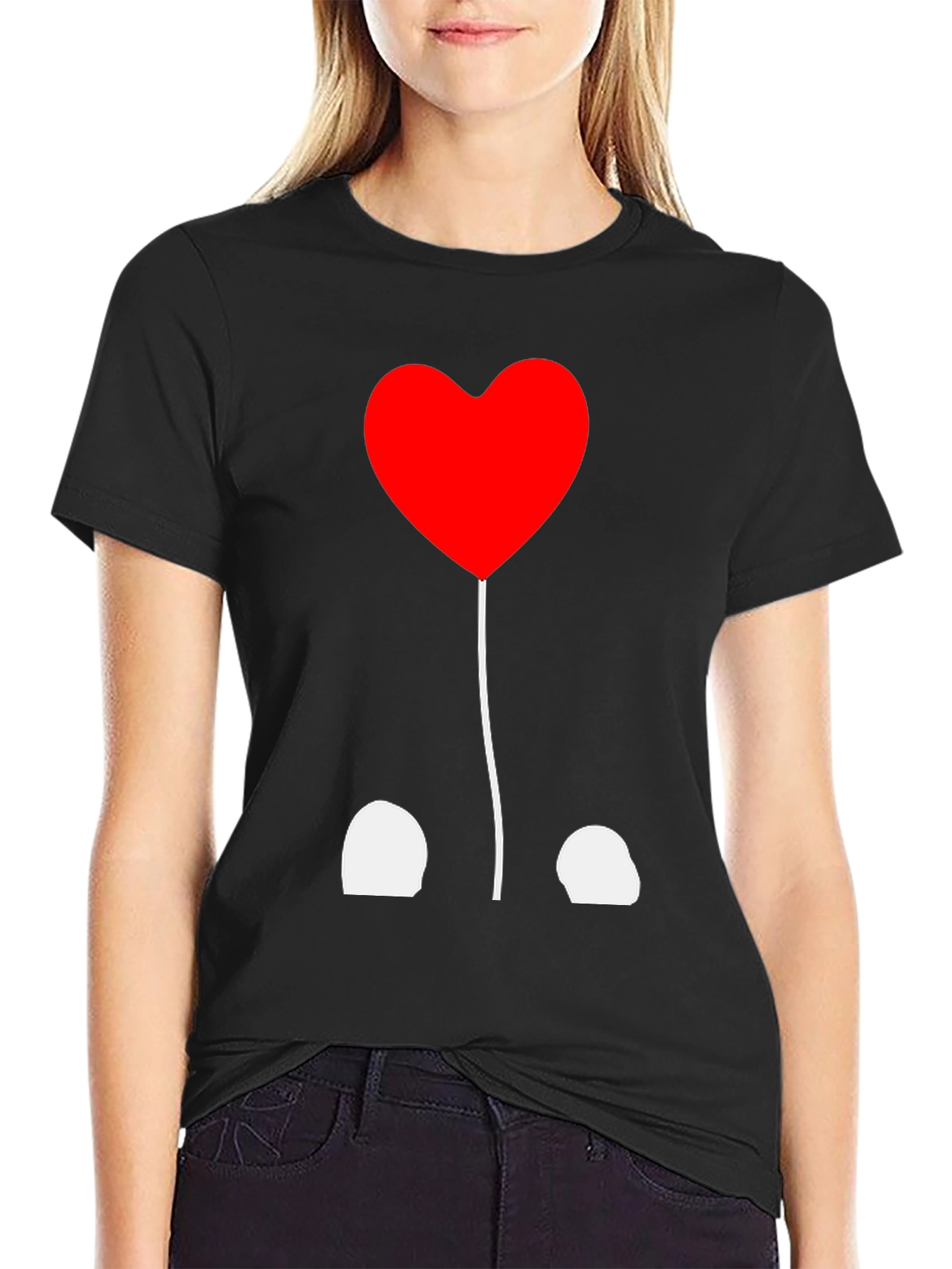 Heart Balloon Graphic Tee - Black