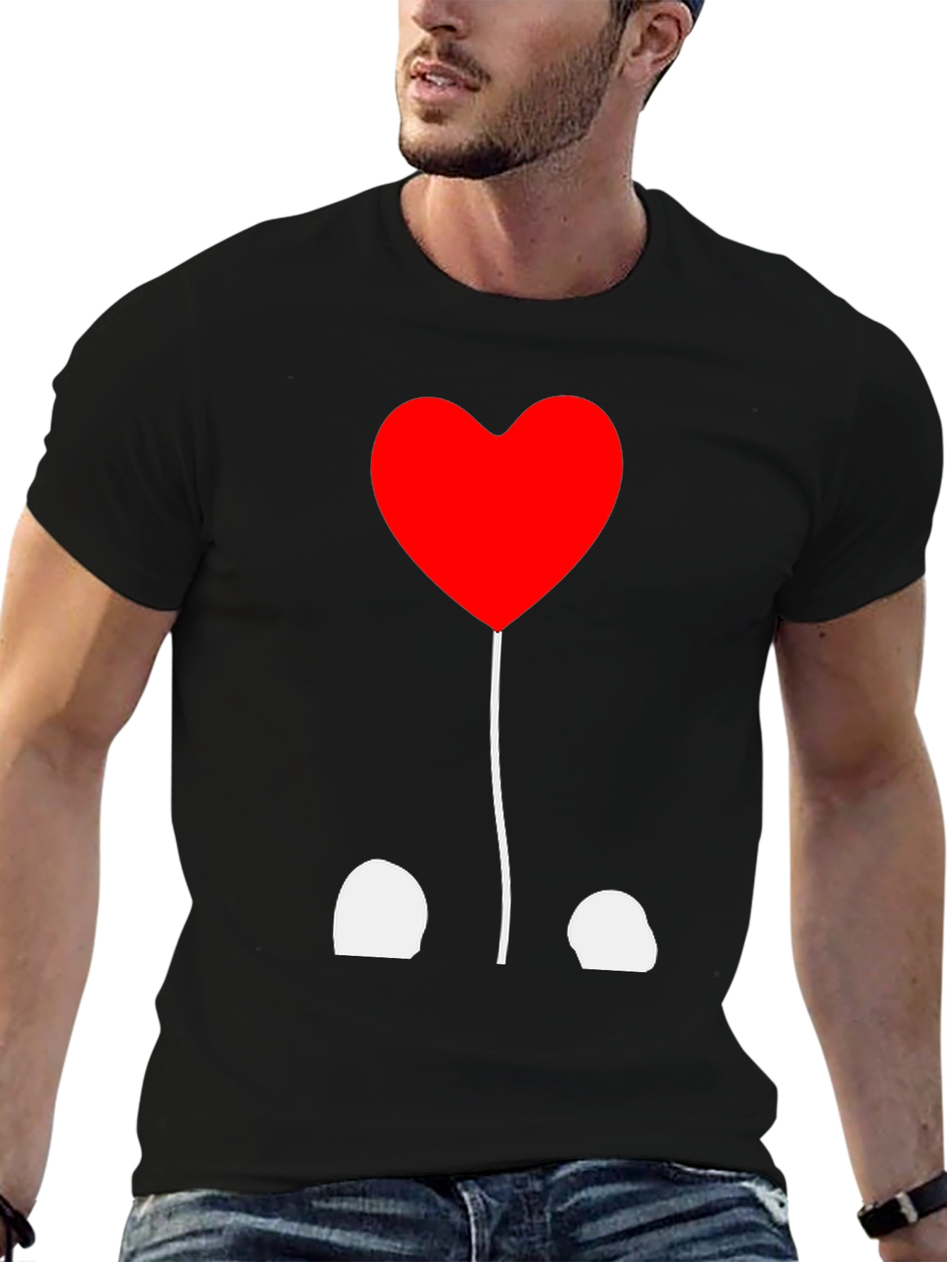 Heart Balloon Graphic Tee - Black